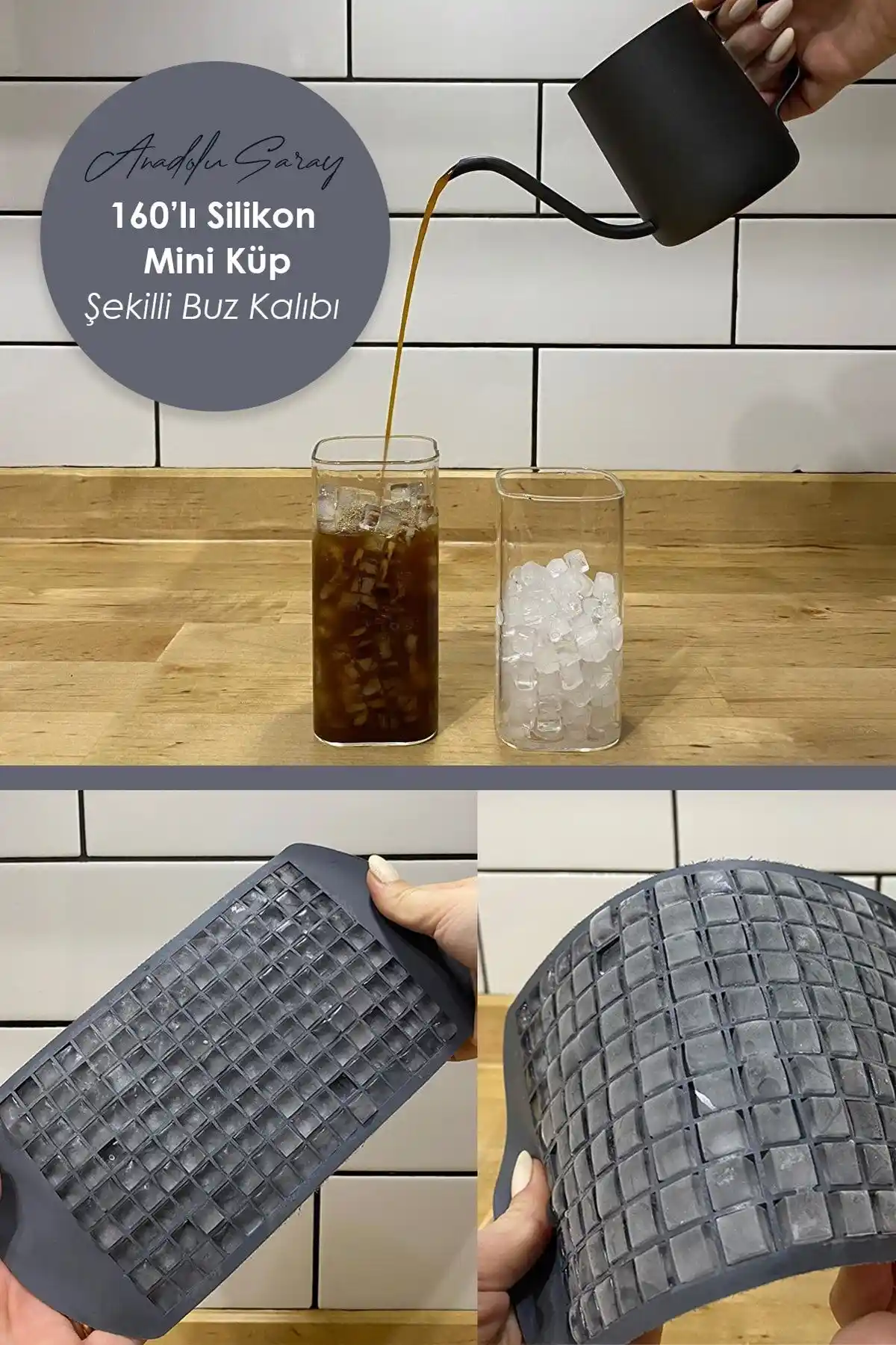 Anadolu Saray Pratik 160'lı Silikon Mini Buz Küp Şekilli Kalıp