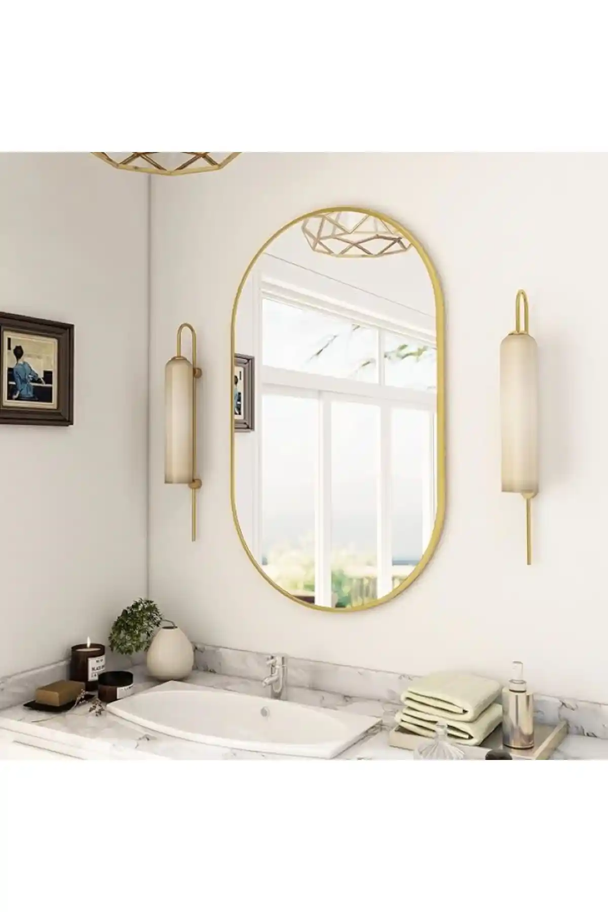 Ant Home Dekoratif Oval Duvar Aynası 80x40 cm şıklık ve fonksiyonellik sağlar