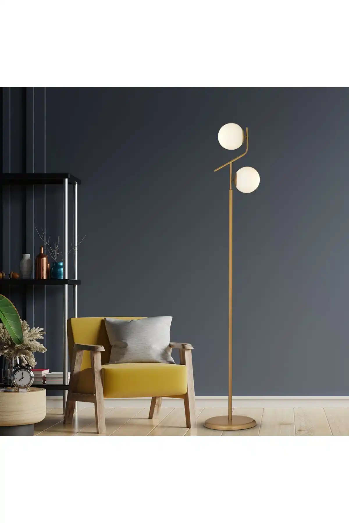 Apliqa Velar Eskitme Beyaz Camlı Modern Metal Lambader ile Şık ve Fonksiyonel Aydınlatma