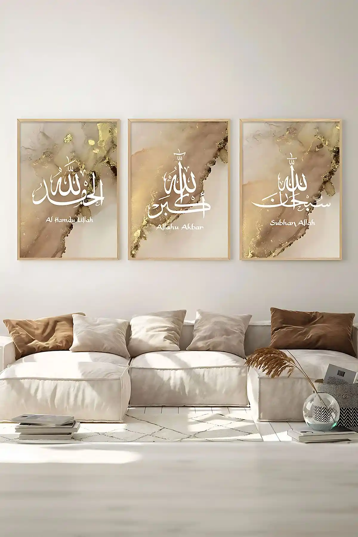 Artavessa 3 Parça MDF Tablo Seti: Modern ve Manevi Temalarla Duvar Dekorasyonu