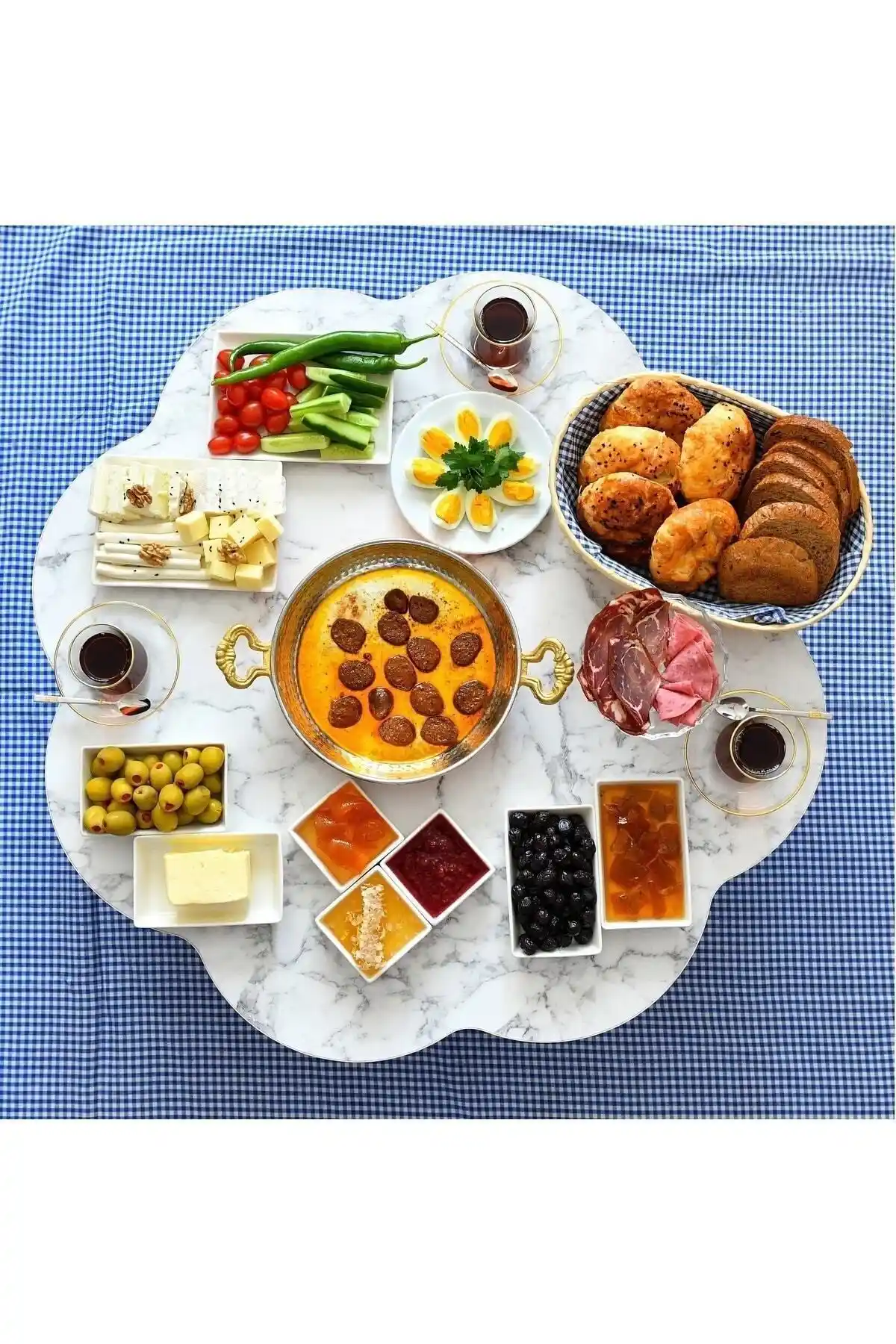 Arven 80x80 cm Beyaz Mermer Desenli Katlanabilir Ahşap Masa—Modern ve Dayanıklı Tasarım