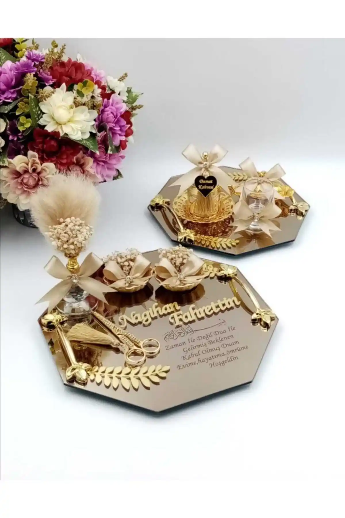 AŞİR Kazımalı Söz Yüzük Tepsisi ve Damat Kahvesi Takımı: Şıklık ve İşlevselliğin Birleşimi