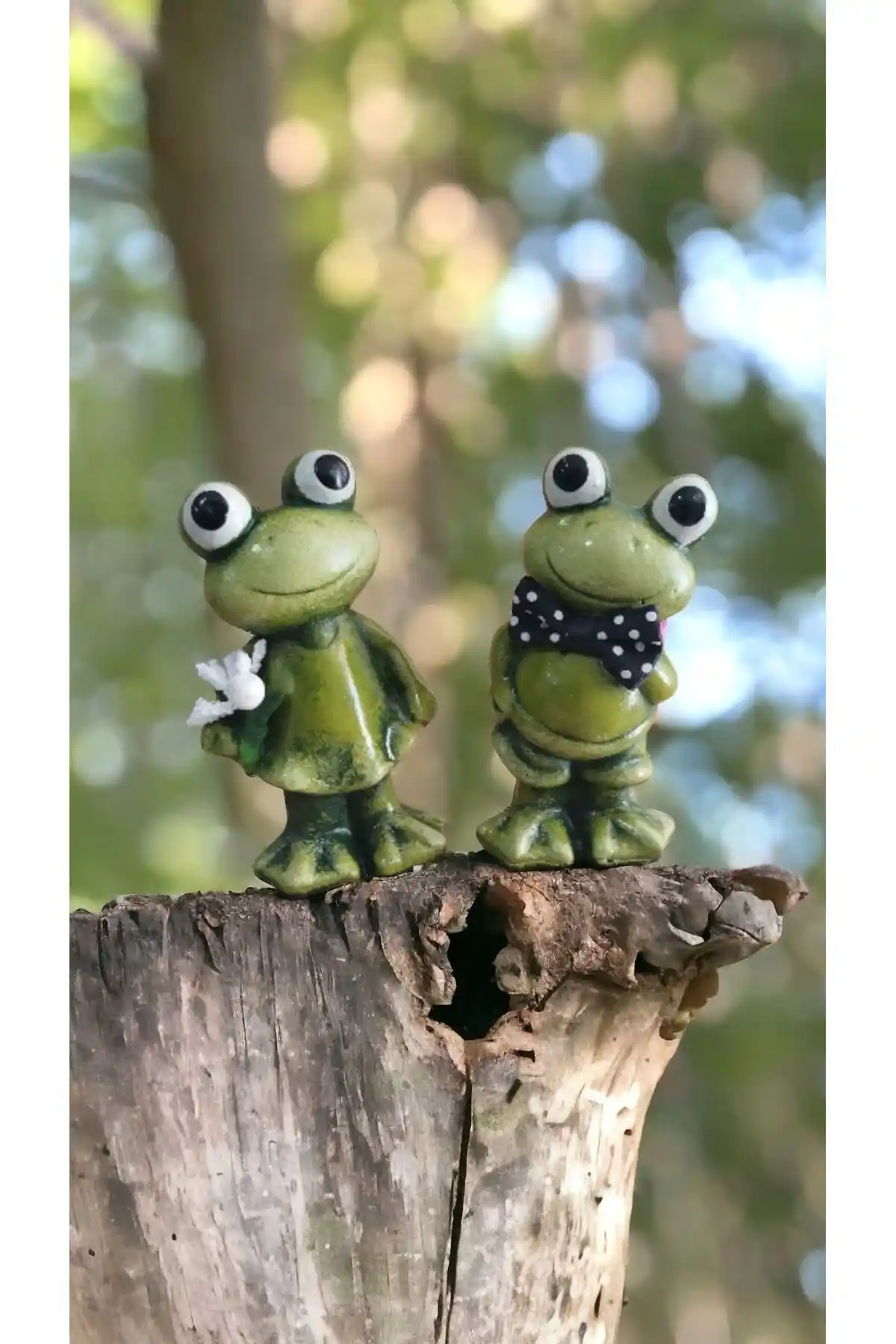 Atölye Dekupaj Kurbağa İkili Seti Klasik Tarzda Dayanıklı Dekoratif Figürler