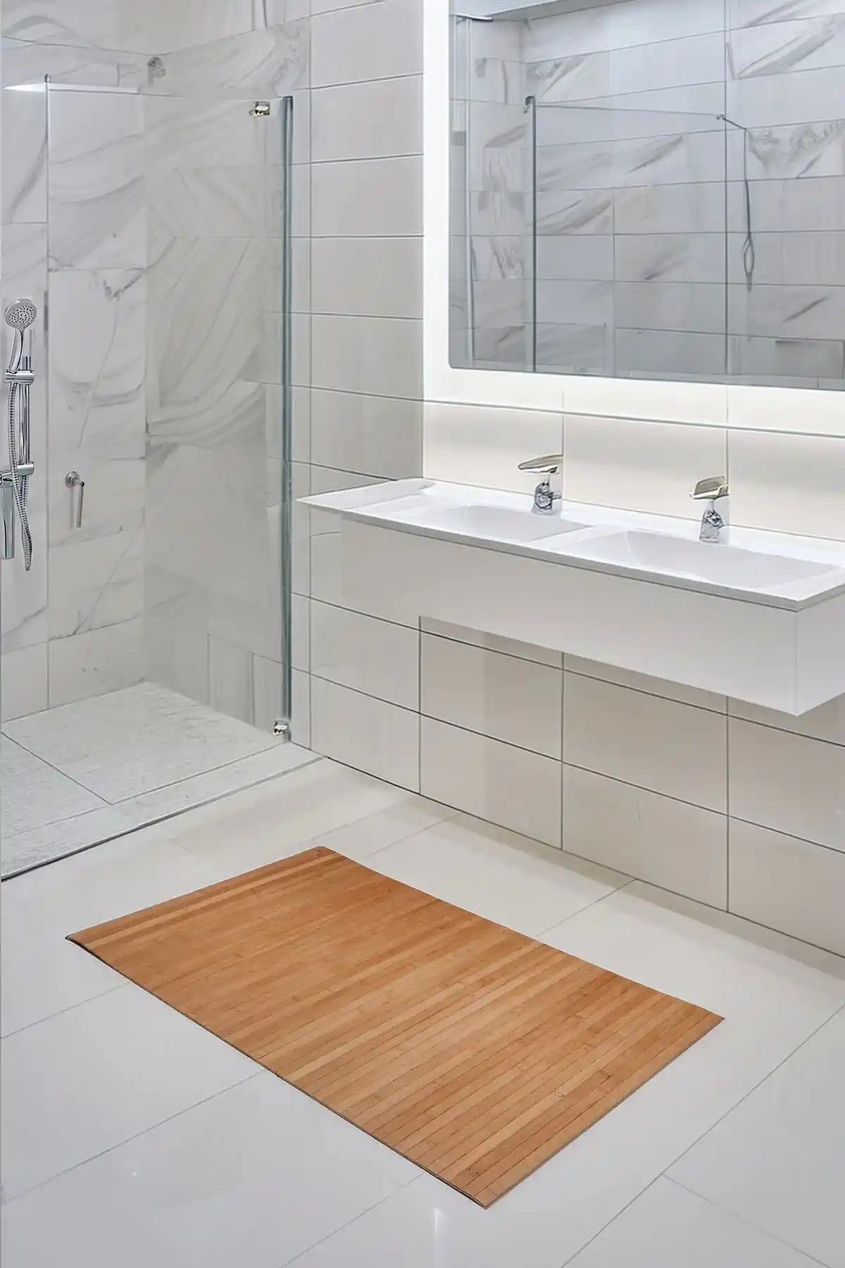 AVANTAGE HOME Peony Bambu Banyo Matı: Şık ve Güvenli Modern Banyo Dekorasyonu İçin