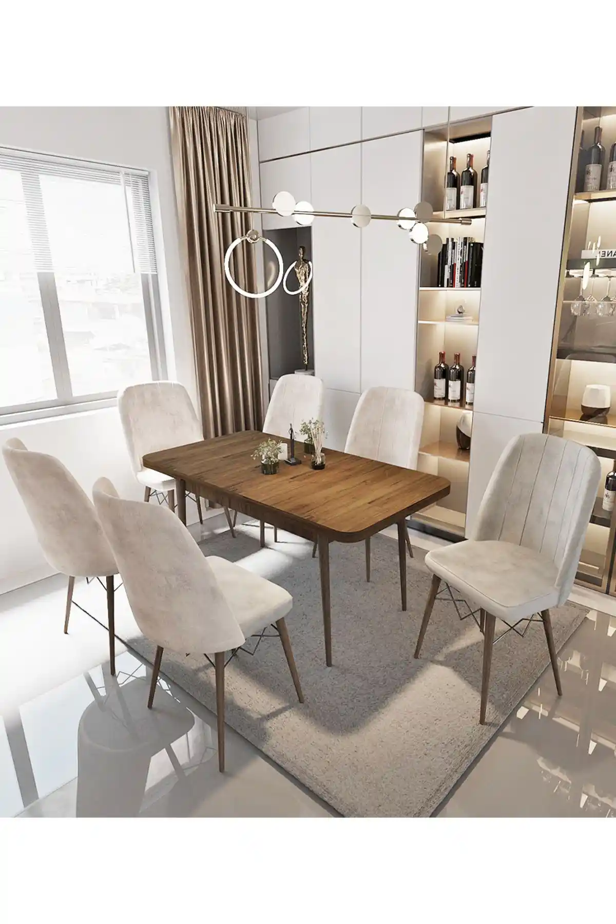 Avvio Sümela 80x130 Kapalı ve 80x170 Açık Modern Yemek Masası Takımı