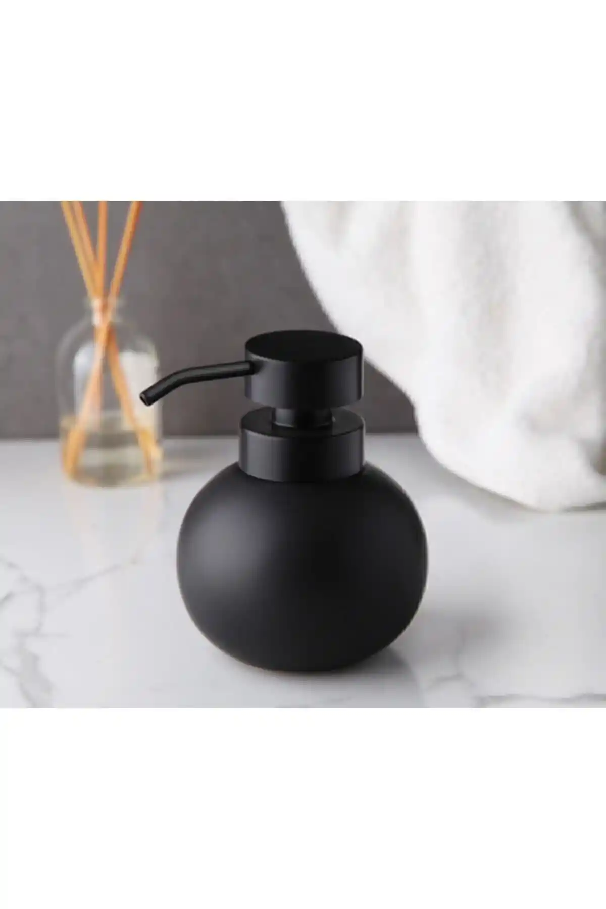 Aybelife Porselen Siyah Sıvı Sabunluk Modern ve Dayanıklı Banyo Aksesuarı
