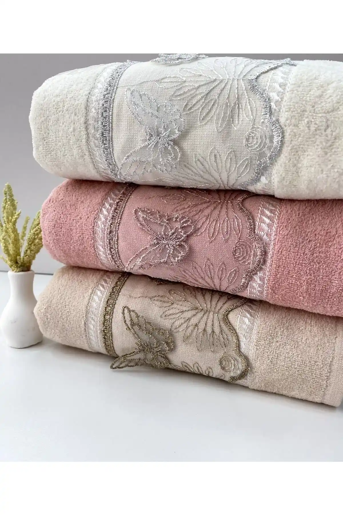 Ayhanhome 3 Parçalık Pamuklu Havlu Seti - Şık ve Dayanıklı Banyo Aksesuarları