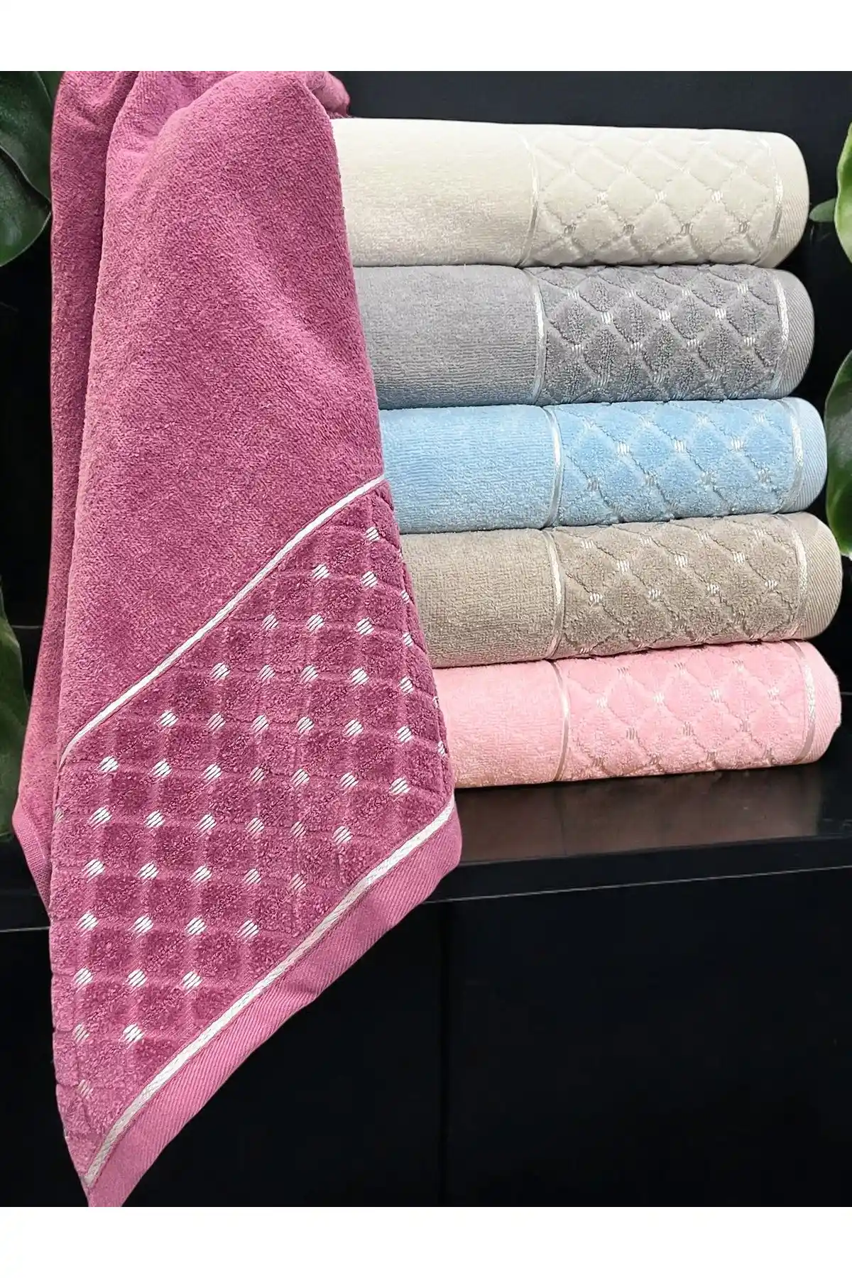 AYHANHOME 6'lı Renkli Jakarlı Pamuklu El Yüz Havlu Seti 50x90cm - Estetik ve Fonksiyonel Tasarım