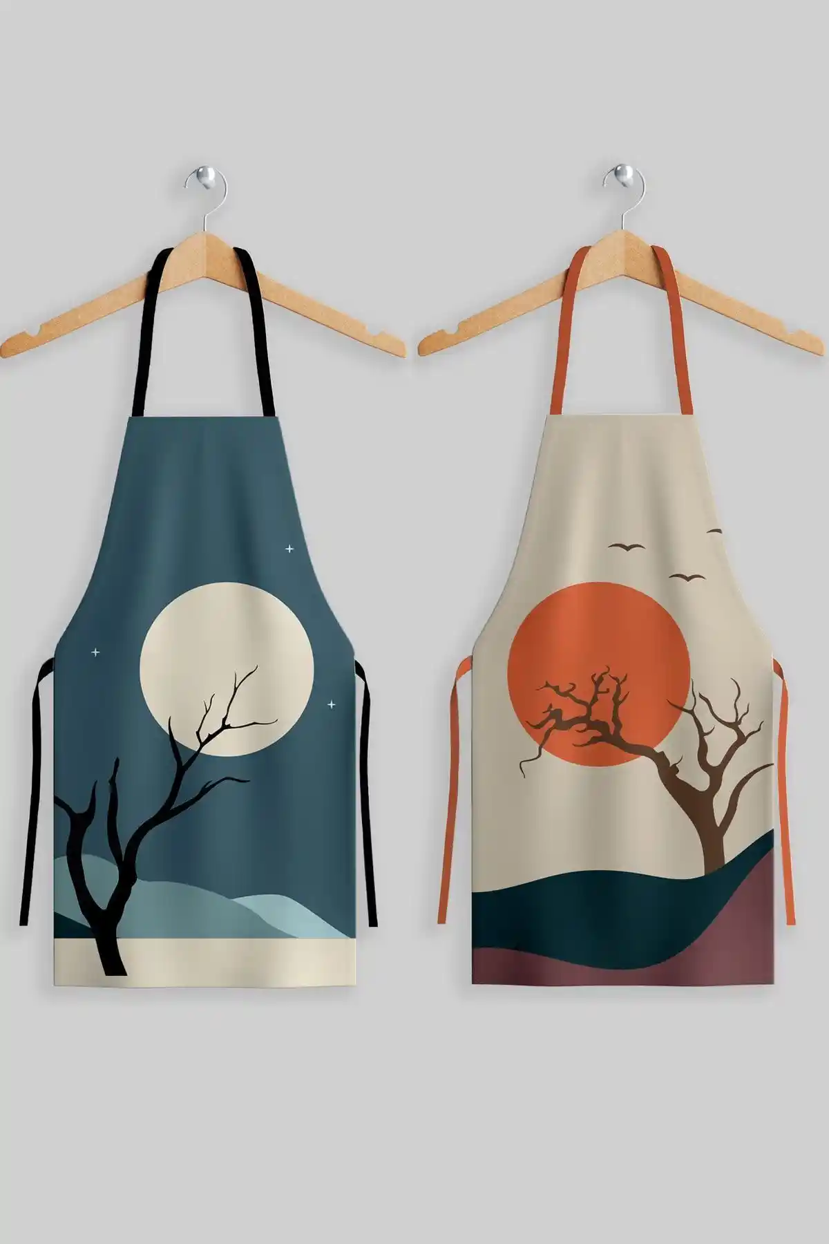 Ays Home Manzara Desenli Kumaş 2'li Mutfak Önlüğü Seti: Şık ve Pratik Tasarım