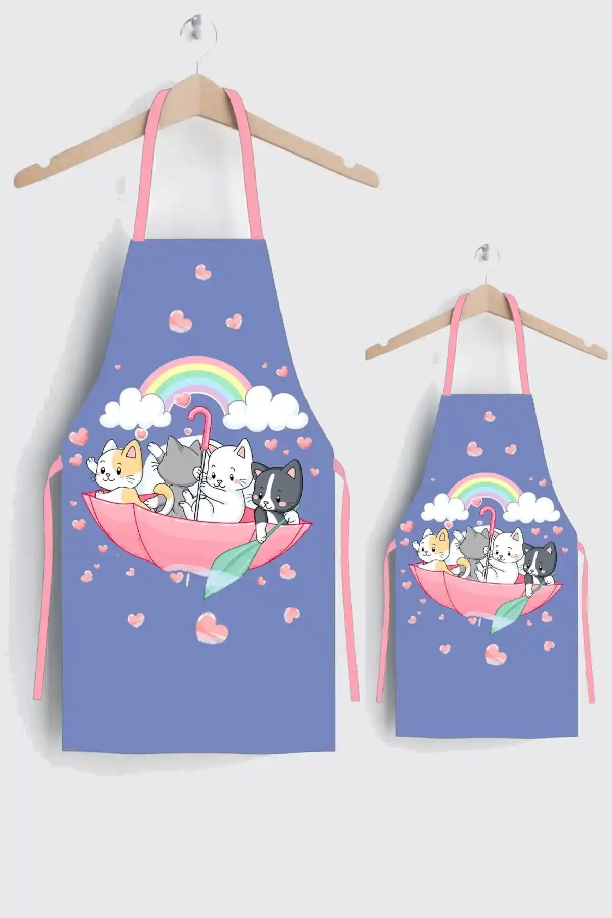 Ays Home Mor Renkli Çocuk ve Yetişkin Mutfak Önlüğü Seti Dayanıklı ve Şık Tasarım