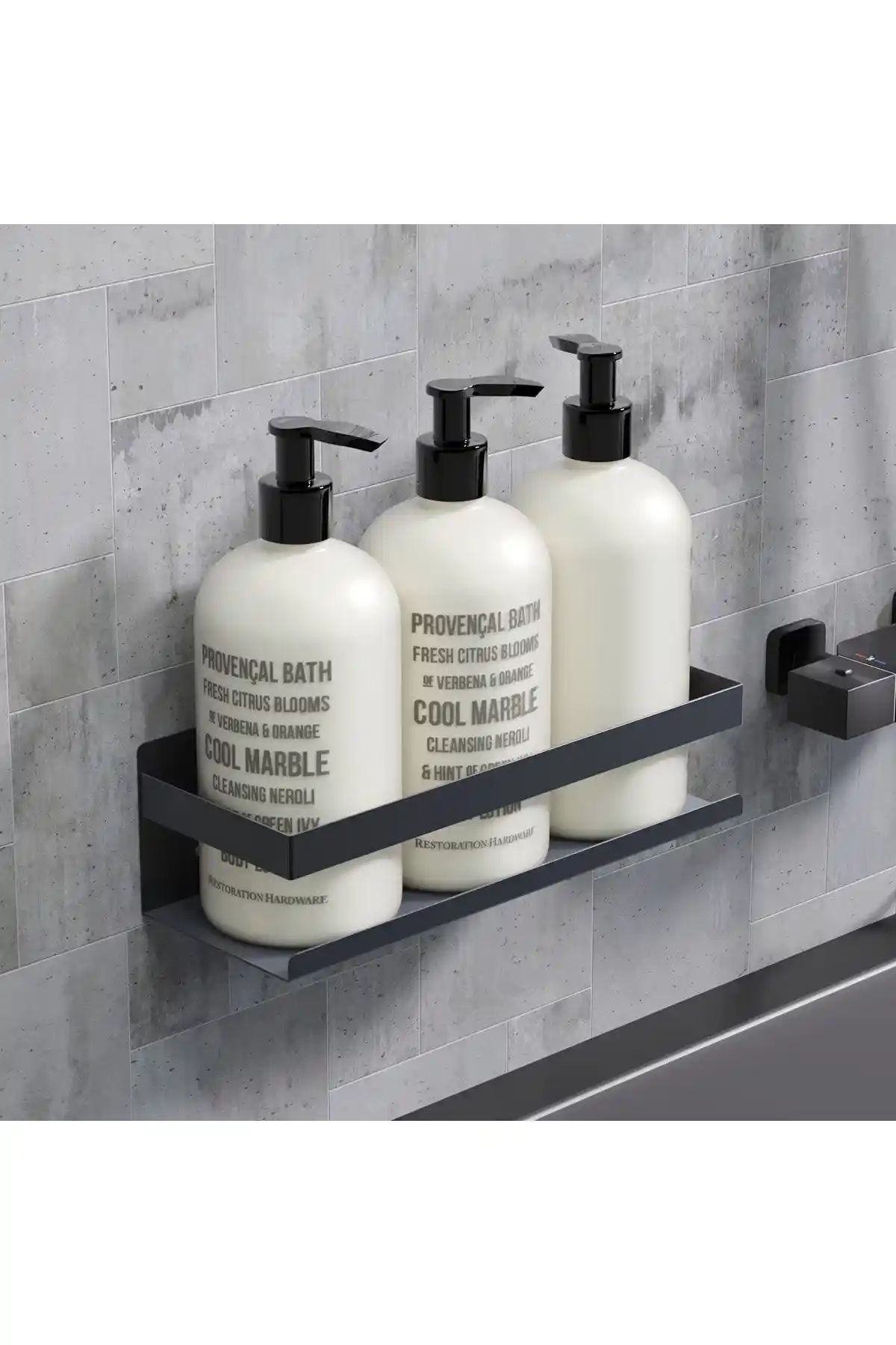 AYZ Boracay Metal Kendinden Yapışkanlı Duş Rafı Modern ve Dayanıklı Banyo Aksesuarı