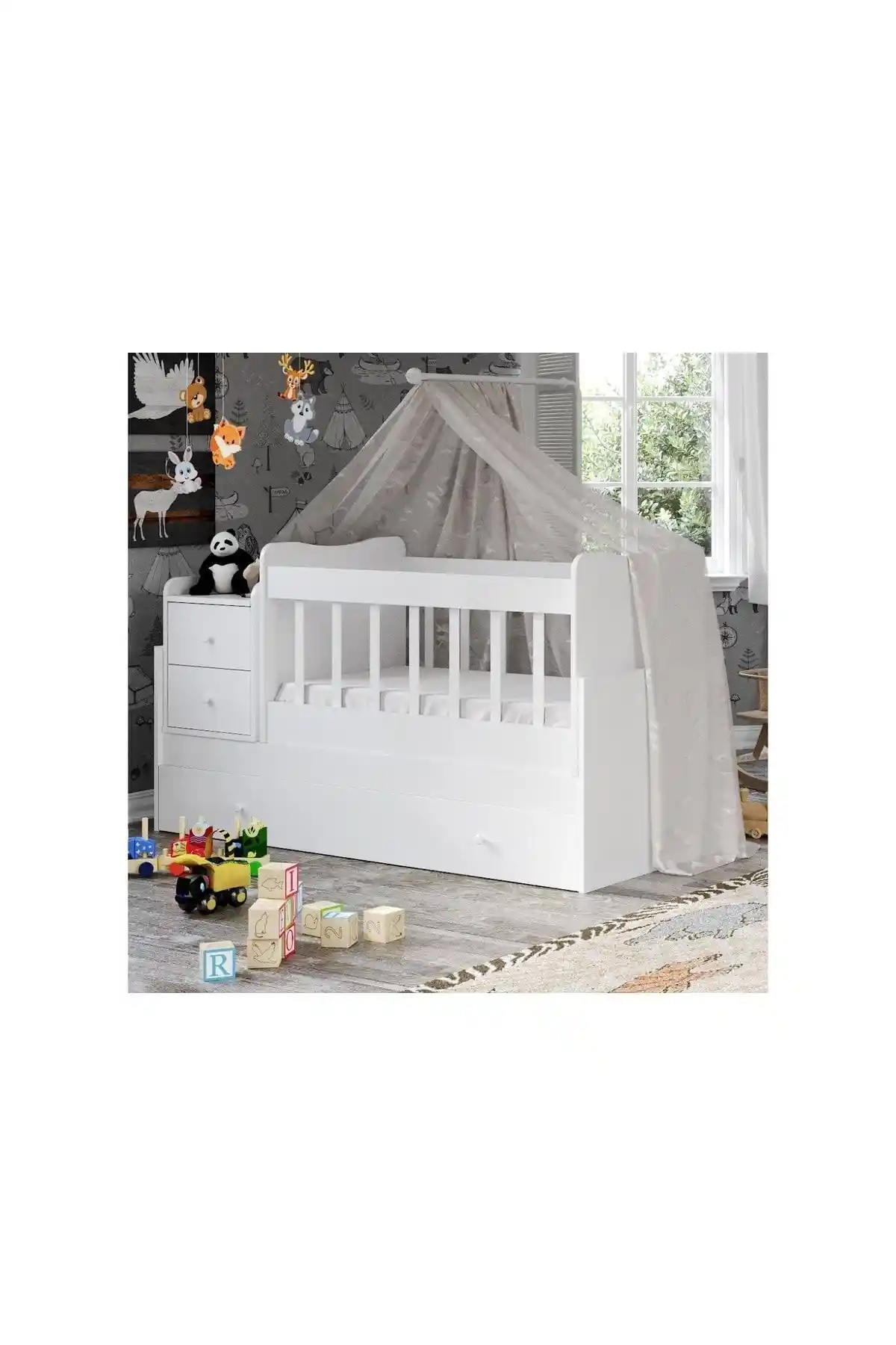 Baby Darling Sansa Büyüyen Beşik: Güvenli ve Estetik Çocuk Odası Mobilyası