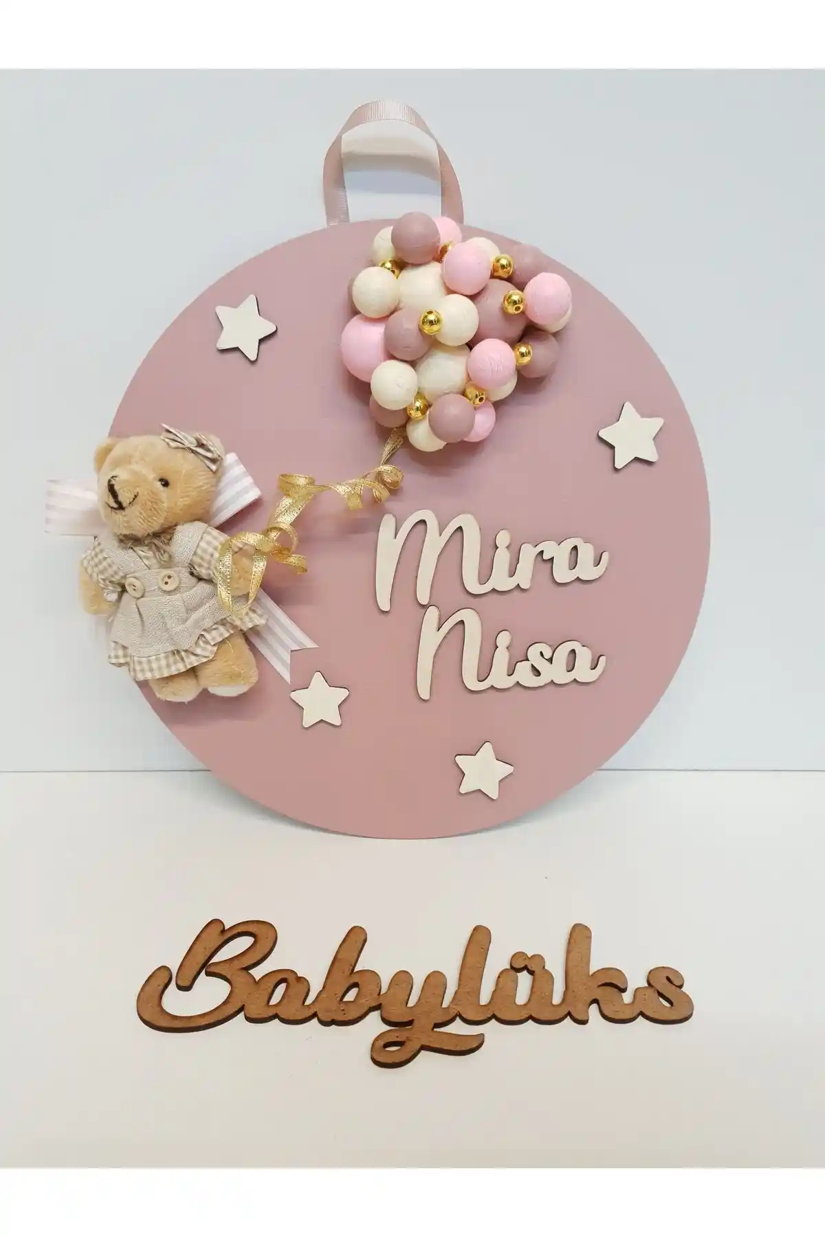 Baby Lüks 30 cm El Yapımı Ahşap Kapı Süsü Bebek Odası Dekorasyonu İçin Ideal