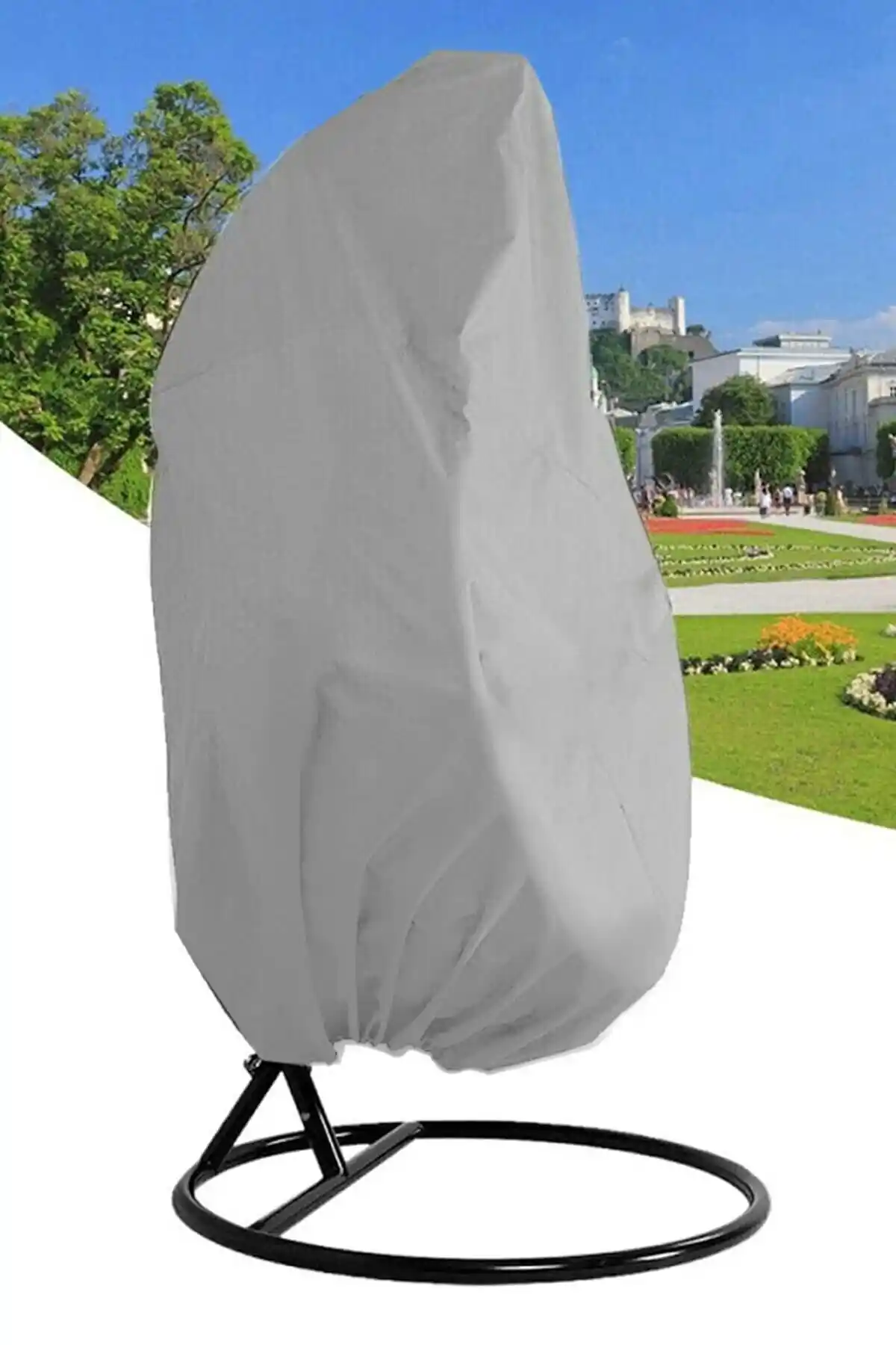 Bahçe ve Balkon Salıncağı İçin Dayanıklı Gri Koruma Örtüsü 220 cm yüksekliğinde ve 150 cm genişlikte