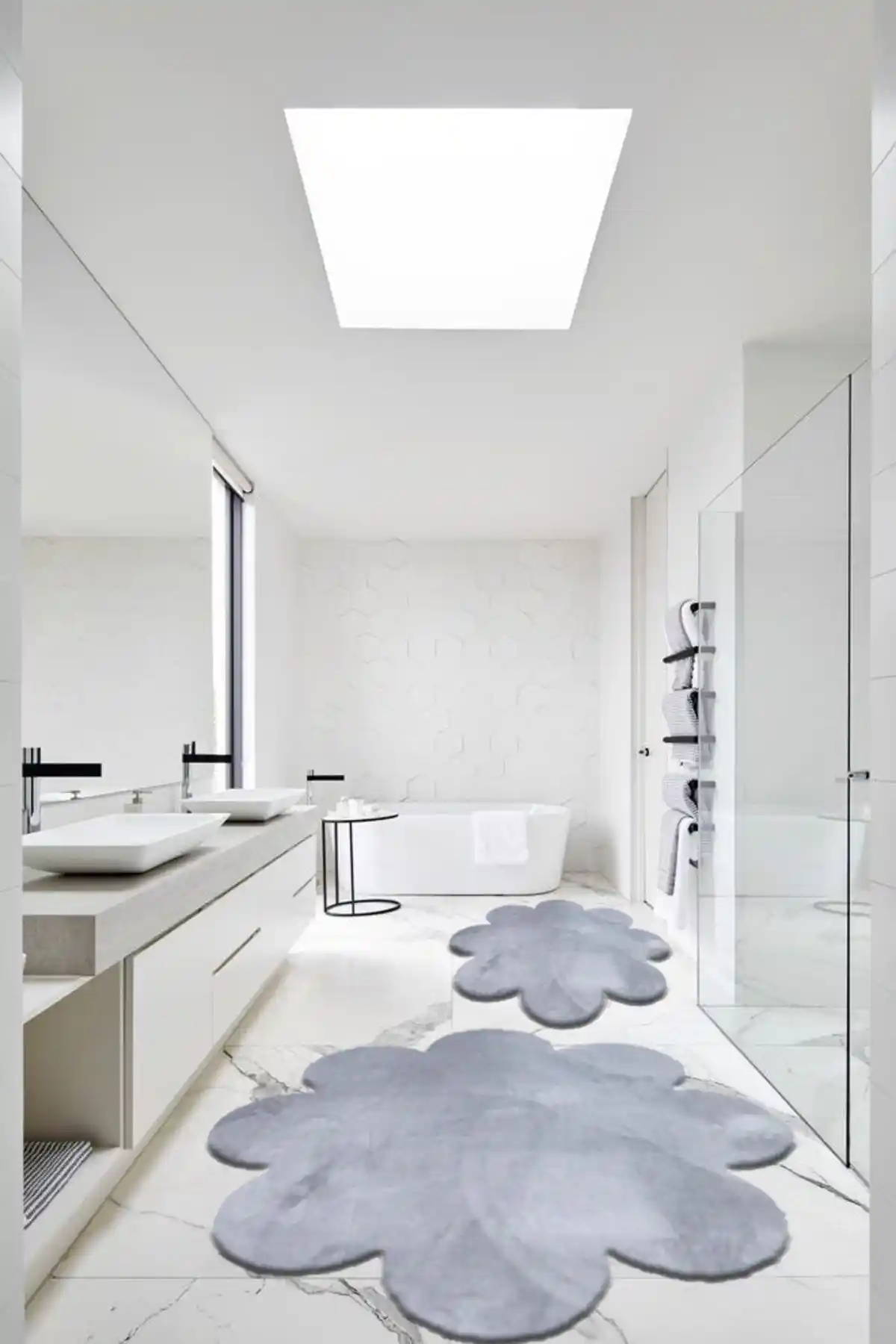 Balat Halı 2'li Açık Gri Banyo Halısı Seti Modern ve Dayanıklı Tasarım