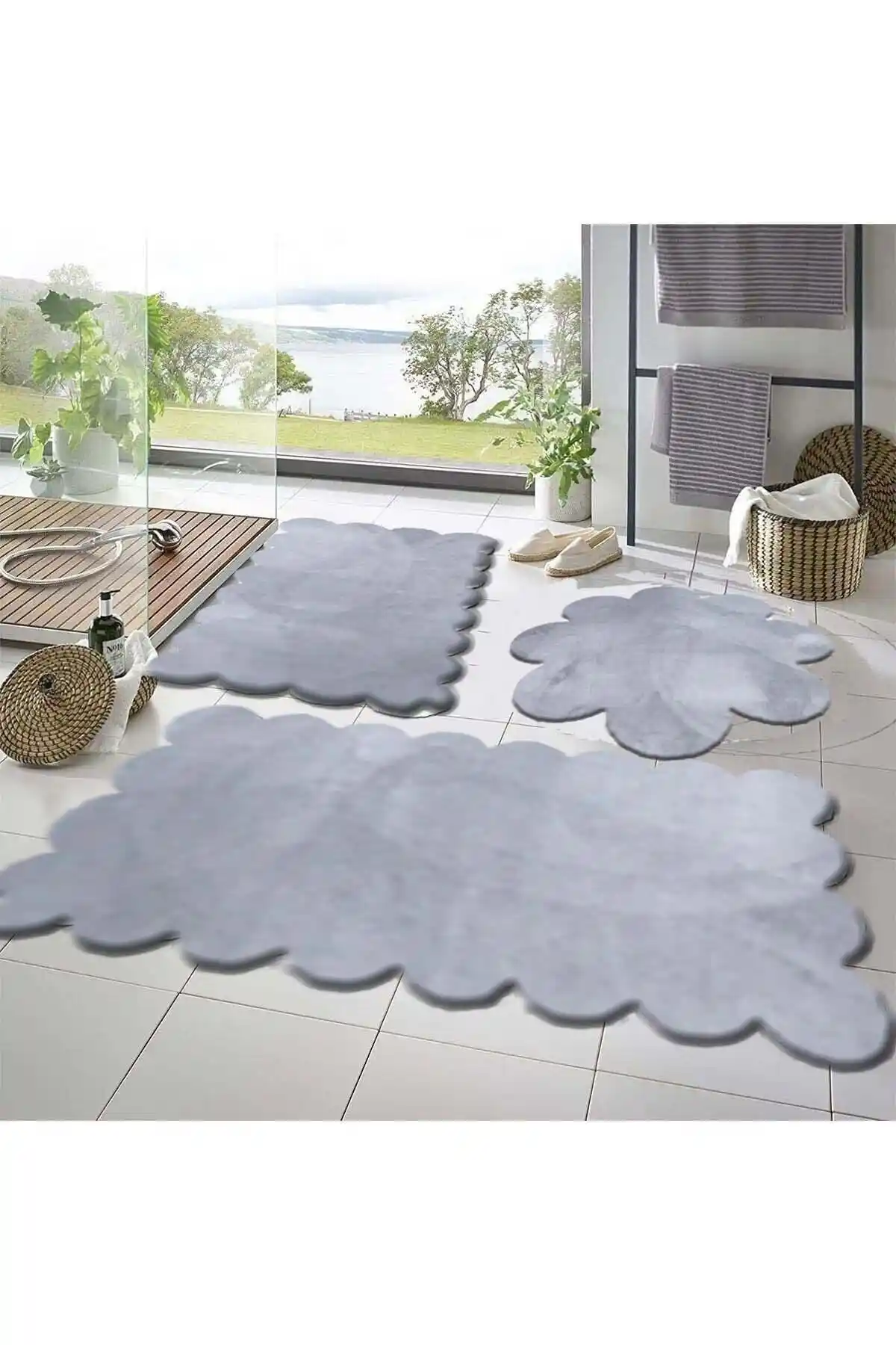 Balat Halı 3'lü Kaymaz Taban Banyo Paspası Seti Estetik ve Güvenlik Sağlar