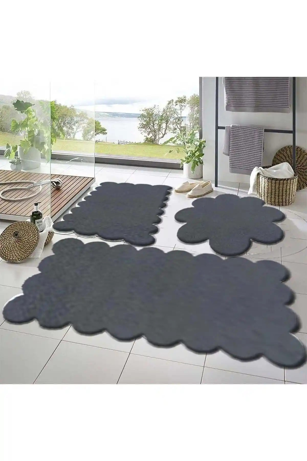 Balat Halı 3'lü Kaymaz Taban Banyo Paspası Seti Güvenli ve Şık Tasarım