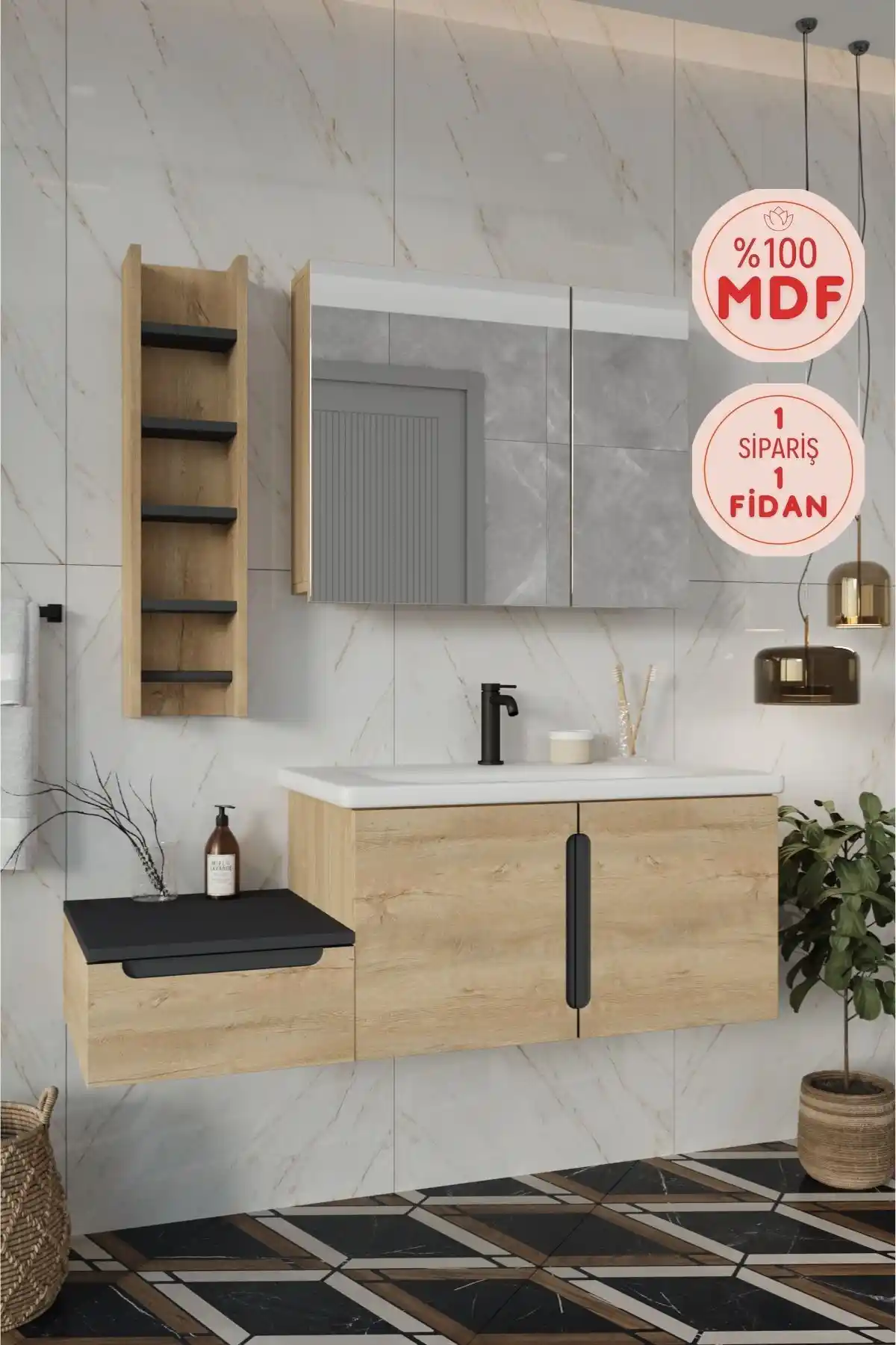 BALNEOM 120 cm Modern Banyo Dolabı Şık Tasarım ve Fonksiyonellik İçin Uygun