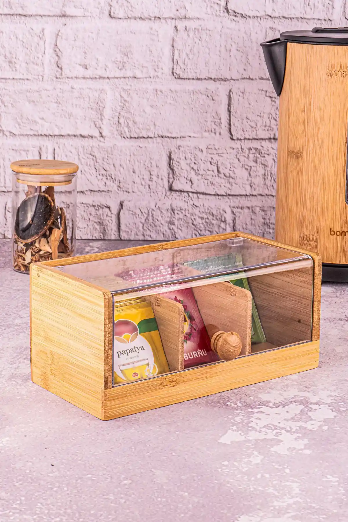 Bambum Gio 3 Bölmeli Çay Kutusu: Doğal ve Şık Mutfak Saklama Çözümü