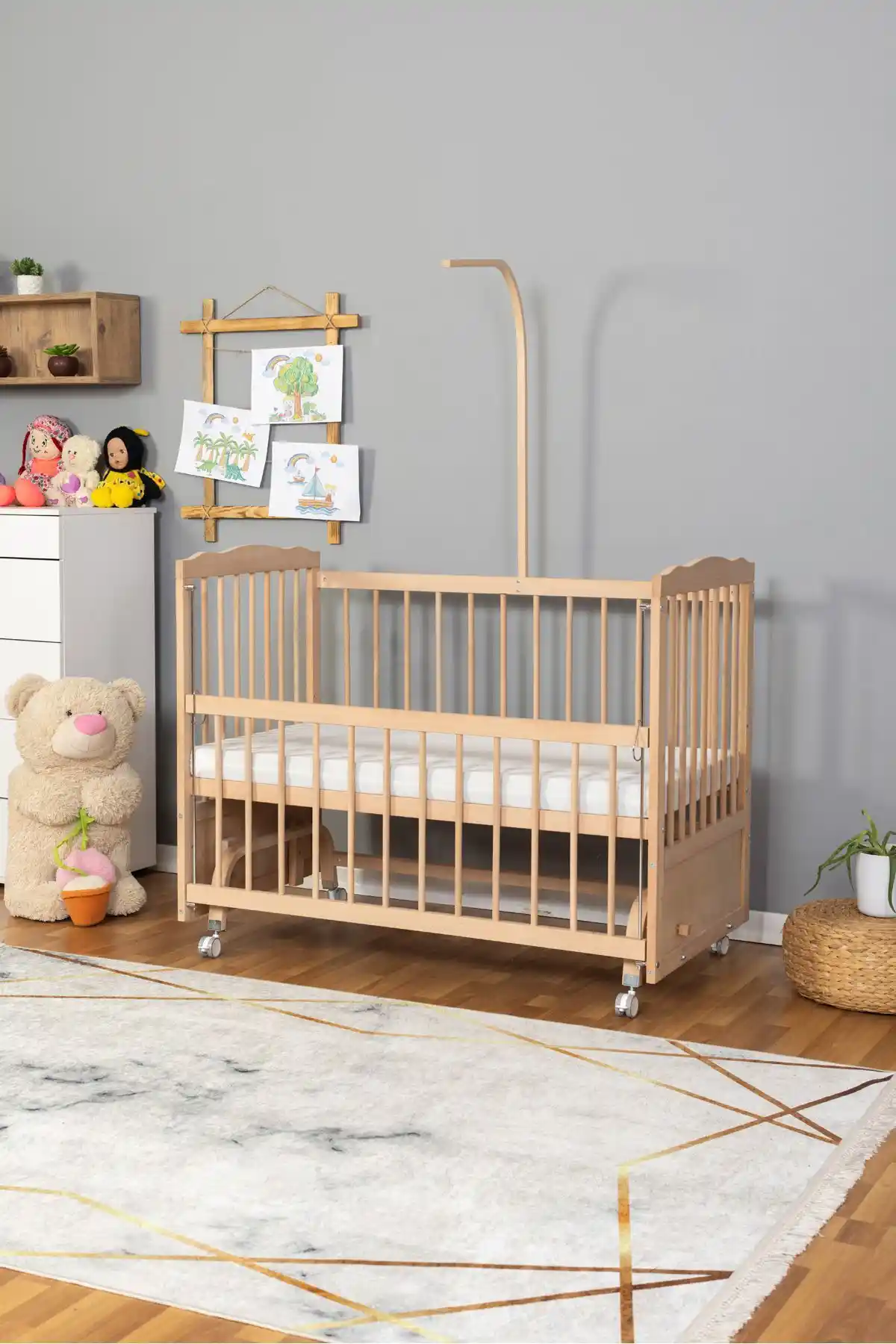 Bamgidoo Ahşap Beşik: Modern Tasarım ve Güvenlik Özellikleriyle Bebek Odası İçin Uygun