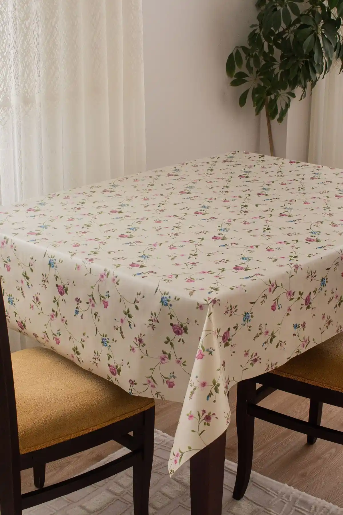 Barış Home Collection Çiçek Desenli Silinebilir Hijyenik PVC Masa Örtüsü 100x140 cm