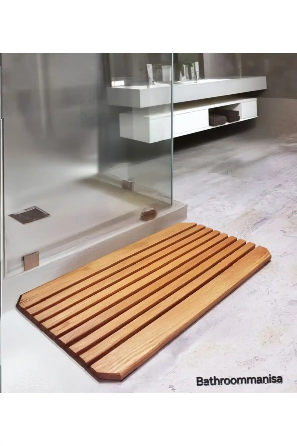 BathroomManisa Kaydırmaz Ahşap Banyo Paspası Güvenli ve Estetik Tasarım