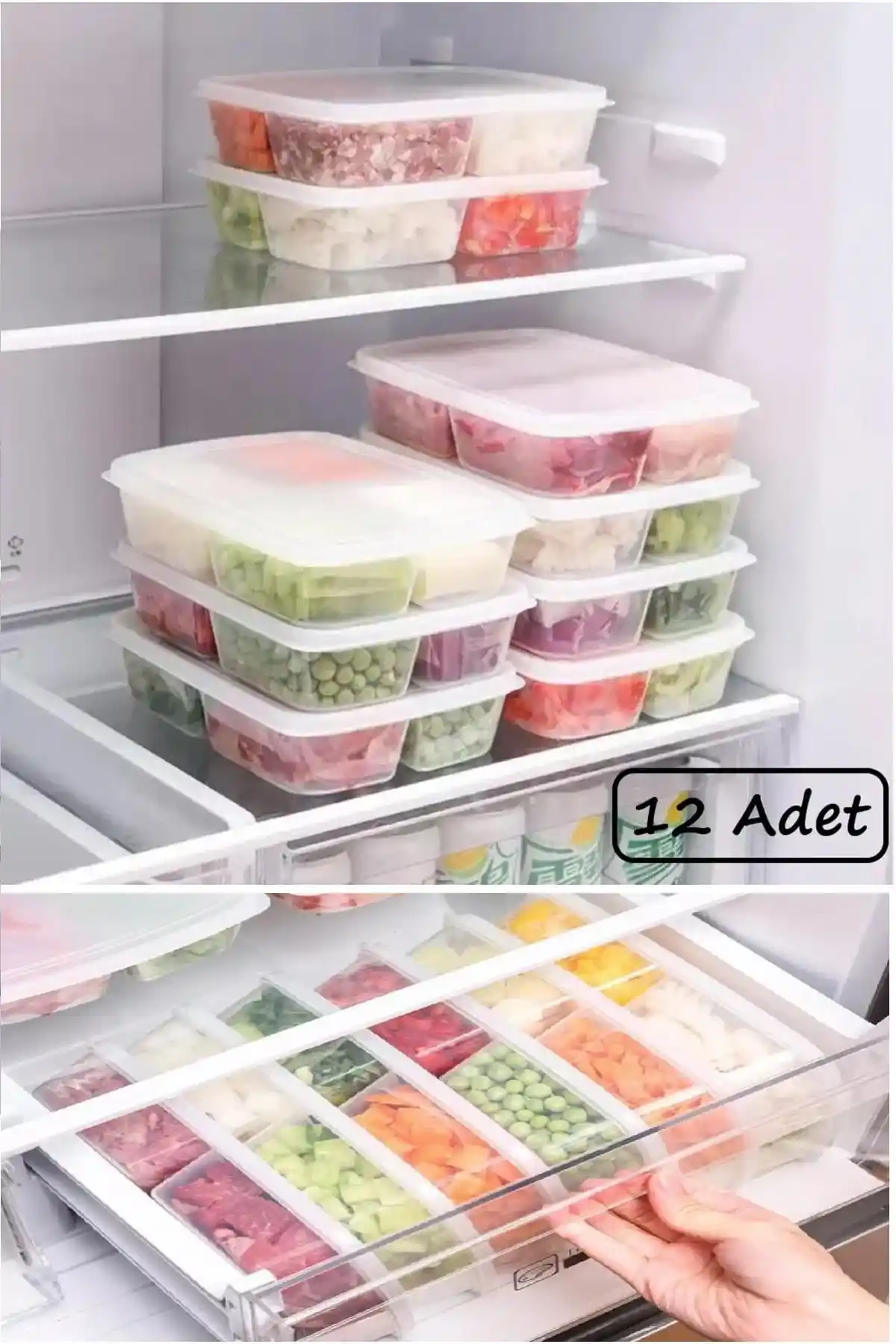 Bayev 12'li 4 Bölmeli Dondurulmuş Gıda Saklama Kabı ile Mutfakta Düzen Sağlayın