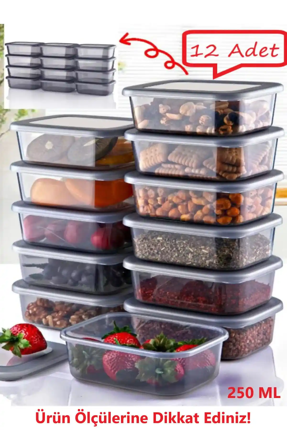 Bayev 12 Parça 250 ml Saklama Kabı Seti Dayanıklı ve Çok Yönlü Mutfak Çözümü