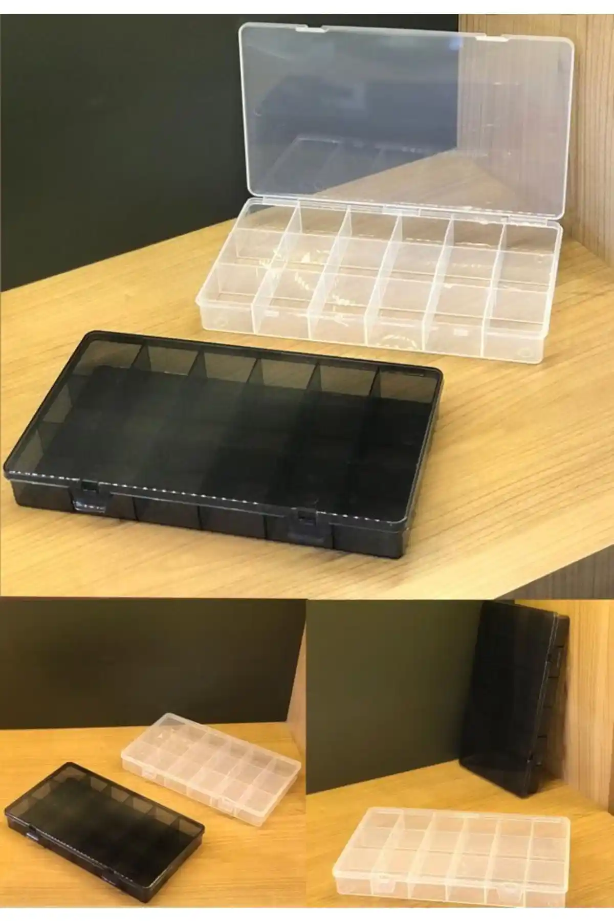 Bayev 2 Adet Beyaz ve Füme 18 Bölmeli Takı Kutusu Şık ve Fonksiyonel Saklama Çözümü