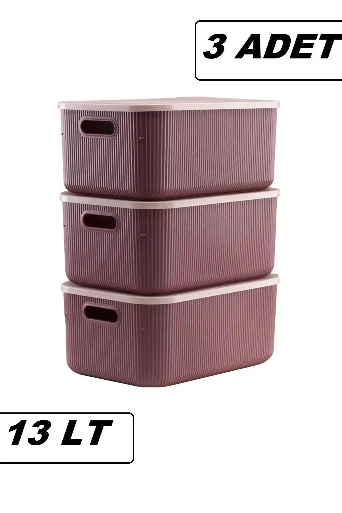 Bayev 3 Adet 13 Lt Mor Saklama Kabı ile Evinizde Düzeni Sağlayın