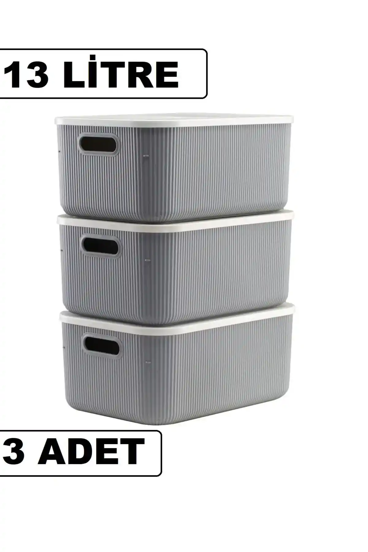 Bayev Gri Saklama ve Düzenleme Kutuları Seti 3 Parça Modern ve Dayanıklı Tasarım