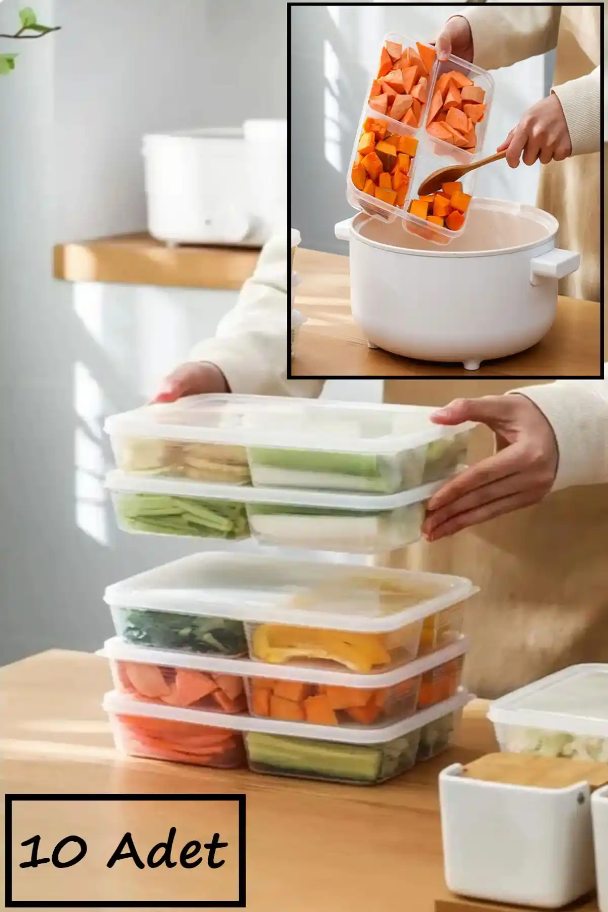 Bayev Large 10 ve 12 Adet Dondurulmuş Öğünlük Saklama Kabı Karşılaştırması