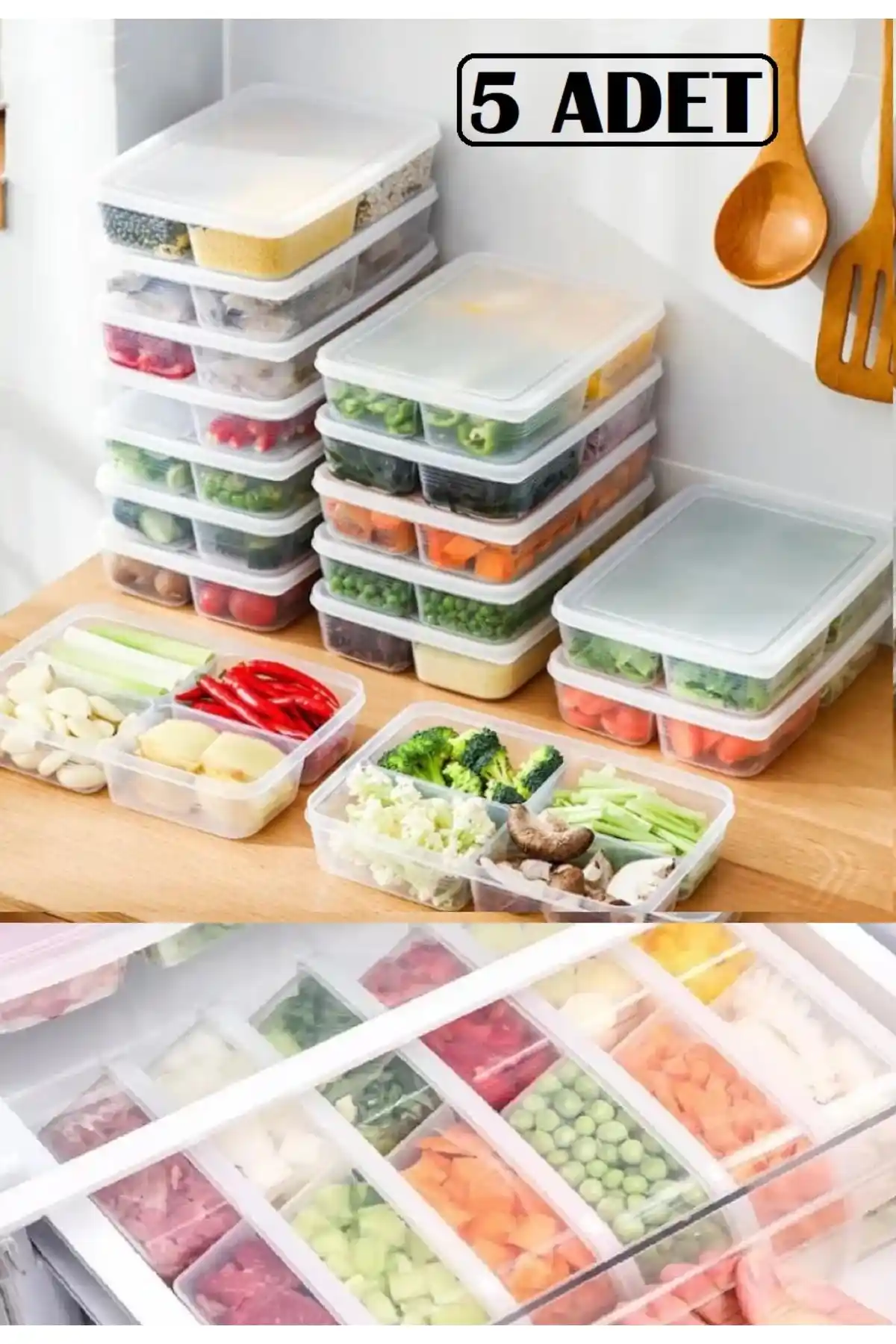 Bayev Large 5 Adet Buzdolabı Saklama Kabı ile Gıdalarınızı Güvenle Saklayın