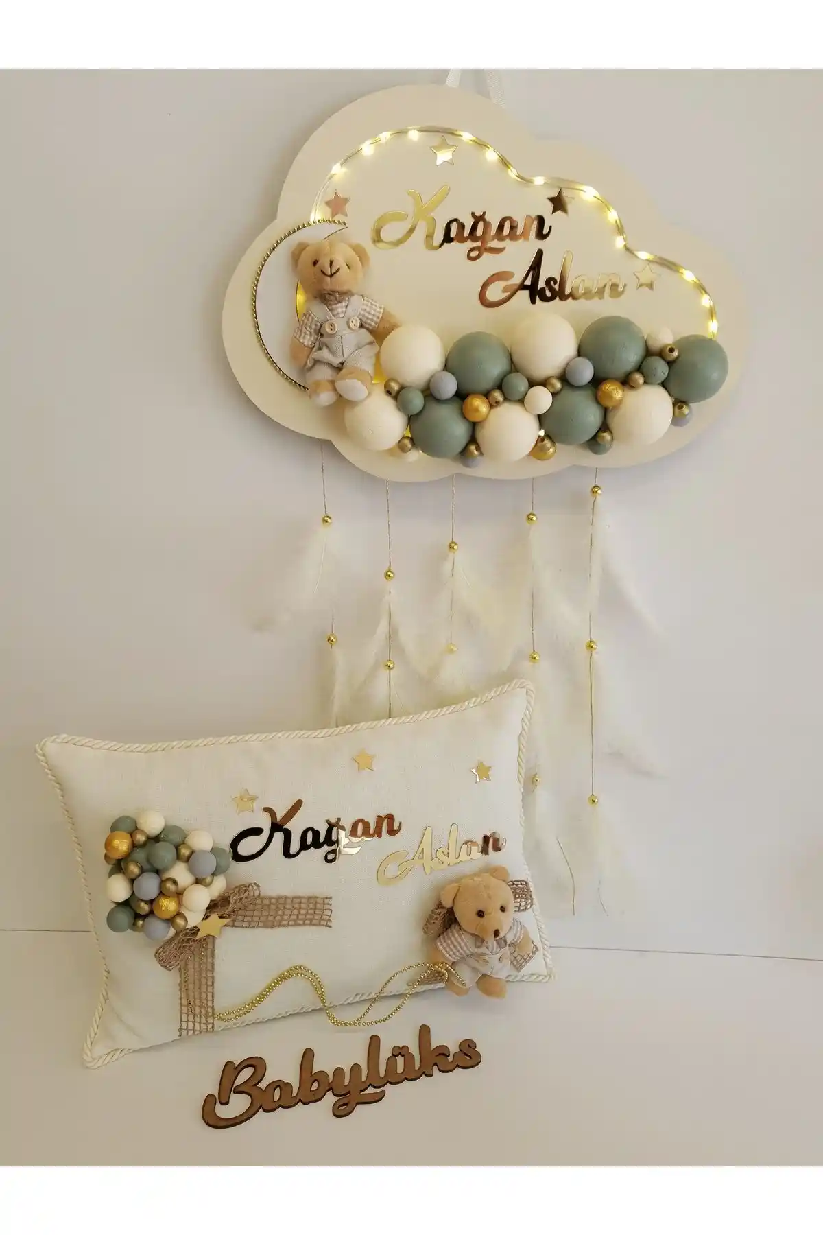 Bebek Odası Dekorasyonu İçin Şık LED Bulut ve Yumuşak Silikon Elyaf Yastık Seti