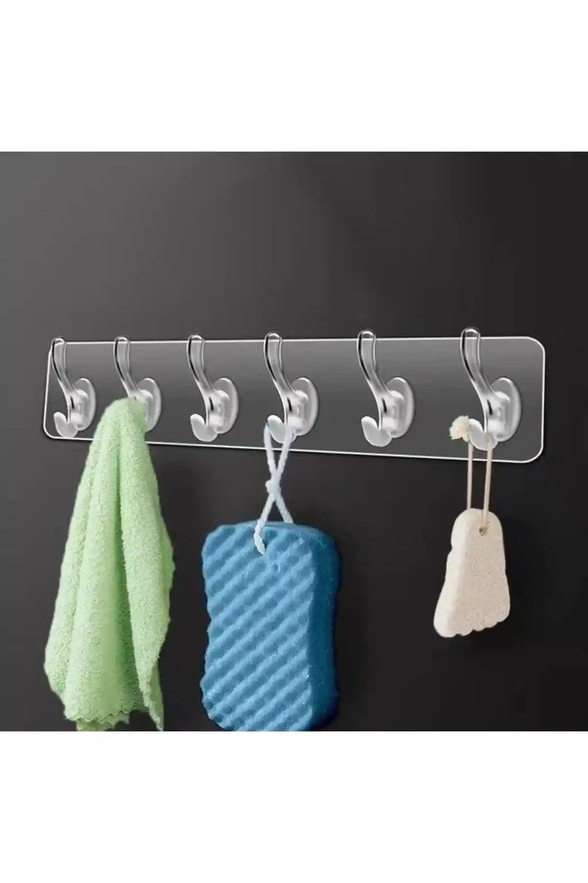 Berev 6'lı Kendinden Yapışkanlı Şeffaf Askılık ile Modern ve Pratik Depolama Çözümü