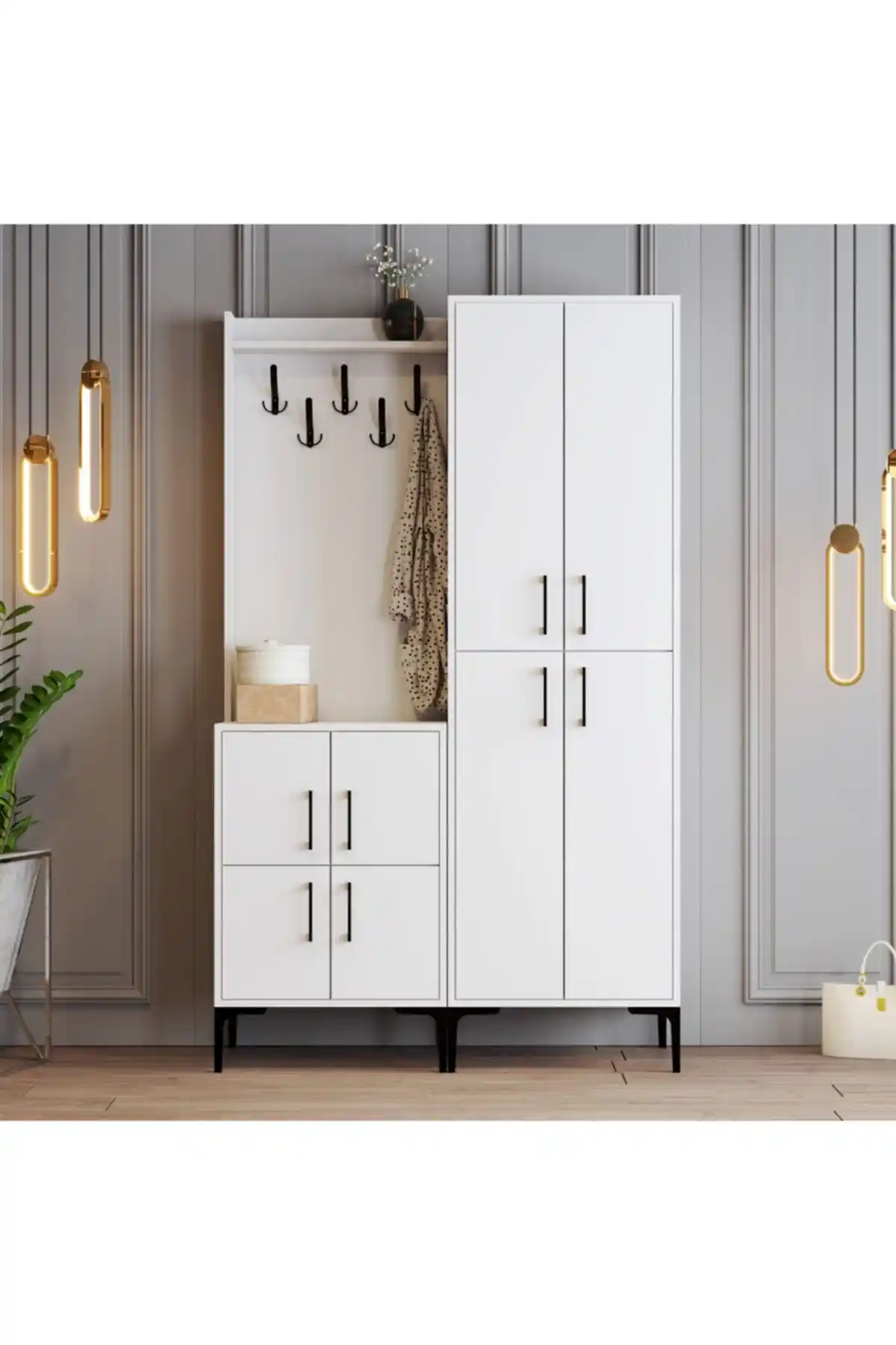 Berlin Ba Portmanto Beyaz Modern ve Fonksiyonel Giriş Mobilyası 120cm genişlikte