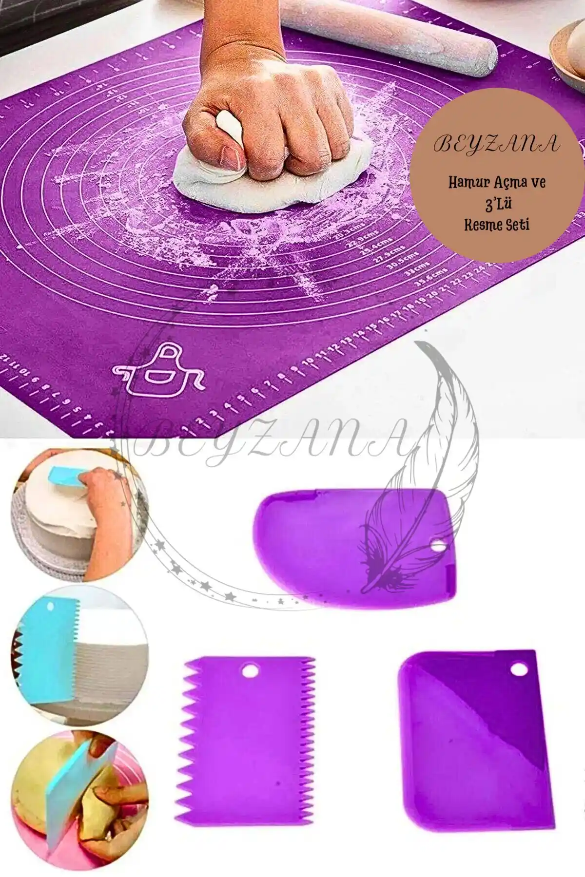 BEYZANA Silikon Hamur Açma ve Kesici Seti ile Mutfakta Pratiklik ve Estetik Sağlayın