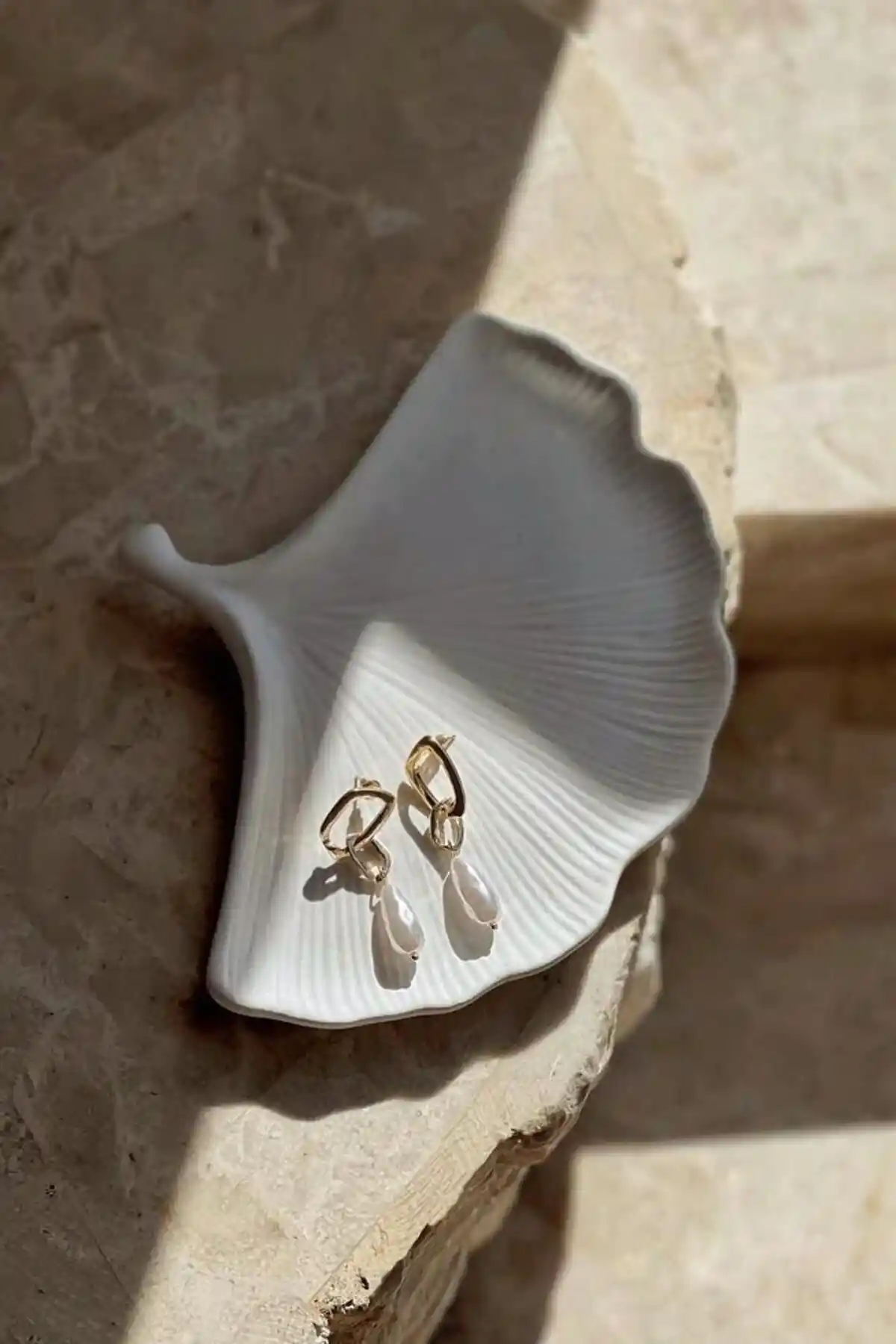 BigSale Kums Desıgn Yaprak Görünümlü Beton Dekoratif Tabak Modern ve Şık Tasarım