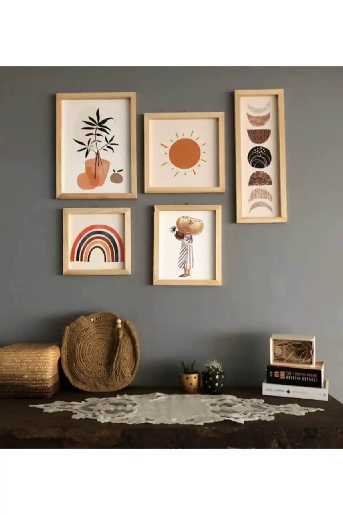 Bihayaldekor Ahşap Çerçeveli Bohem 5'li Set ile Şık ve Doğal Ev Dekorasyonu Yaratma Rehberi