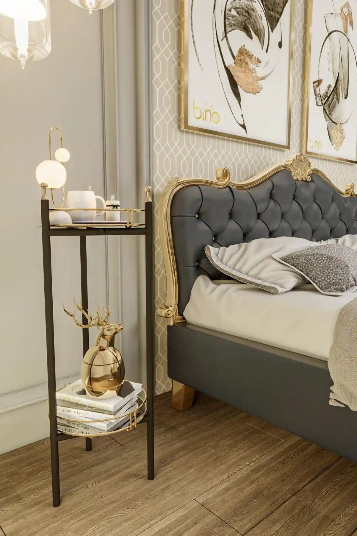 Bino Komodin Dresuar Metal 2 Katlı modern tasarımı ve çok fonksiyonlu kullanımıyla şıklık katıyor