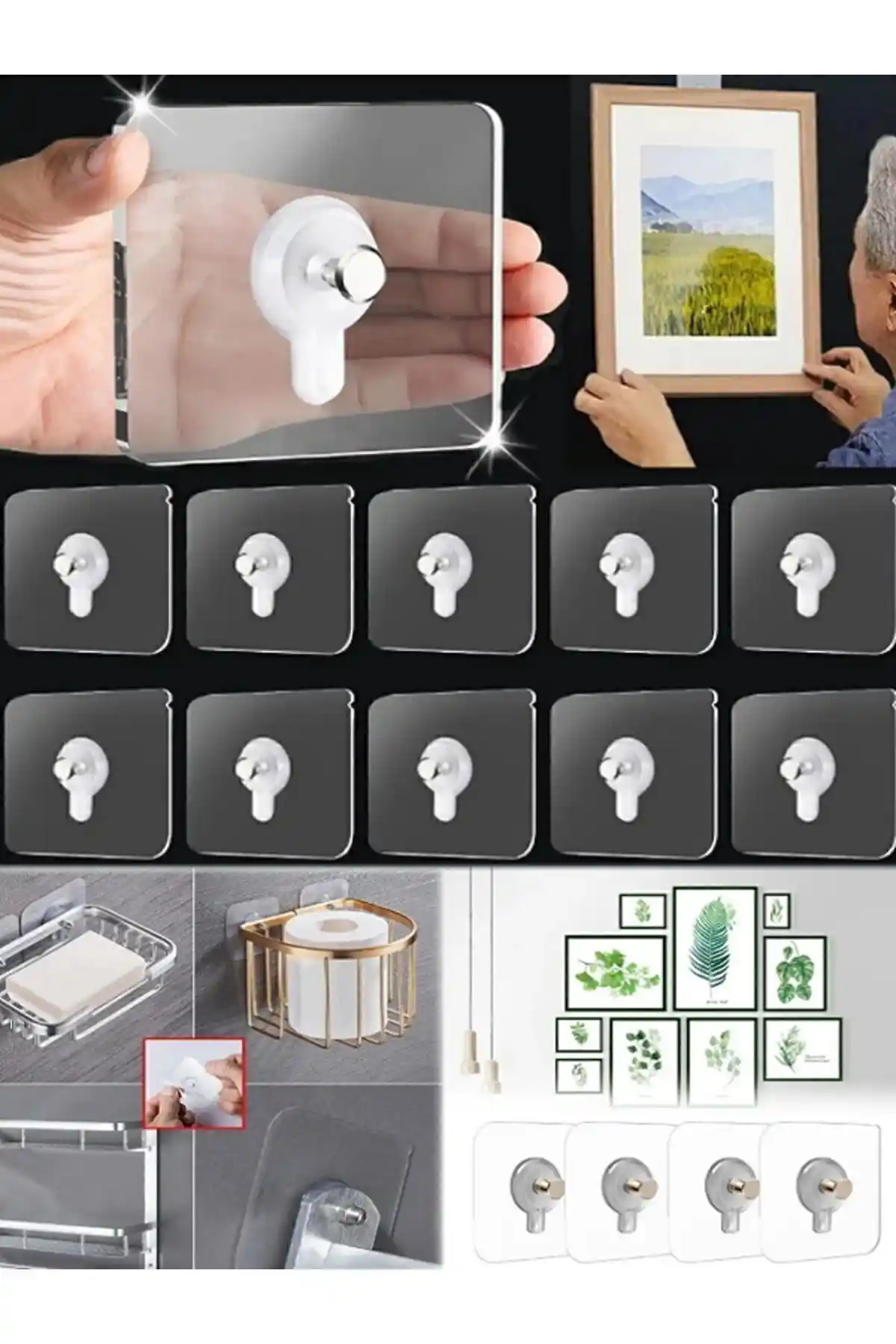 Blue Home Light 10 Adet Yapışkanlı Duvar Askılığı Seti - Pratik ve Güvenli Asma Çözümü