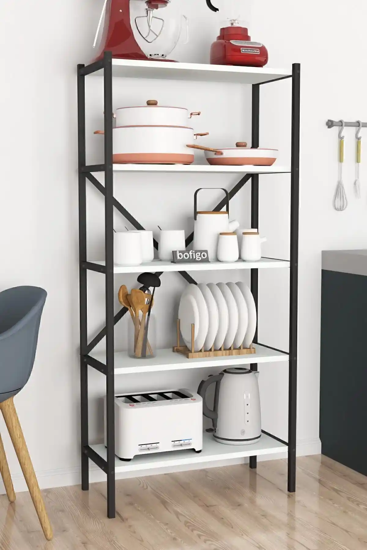 Bofigo 5 Raflı Metal Mutfak Düzenleyici Modern Tasarım ve Dayanıklılık Sunar