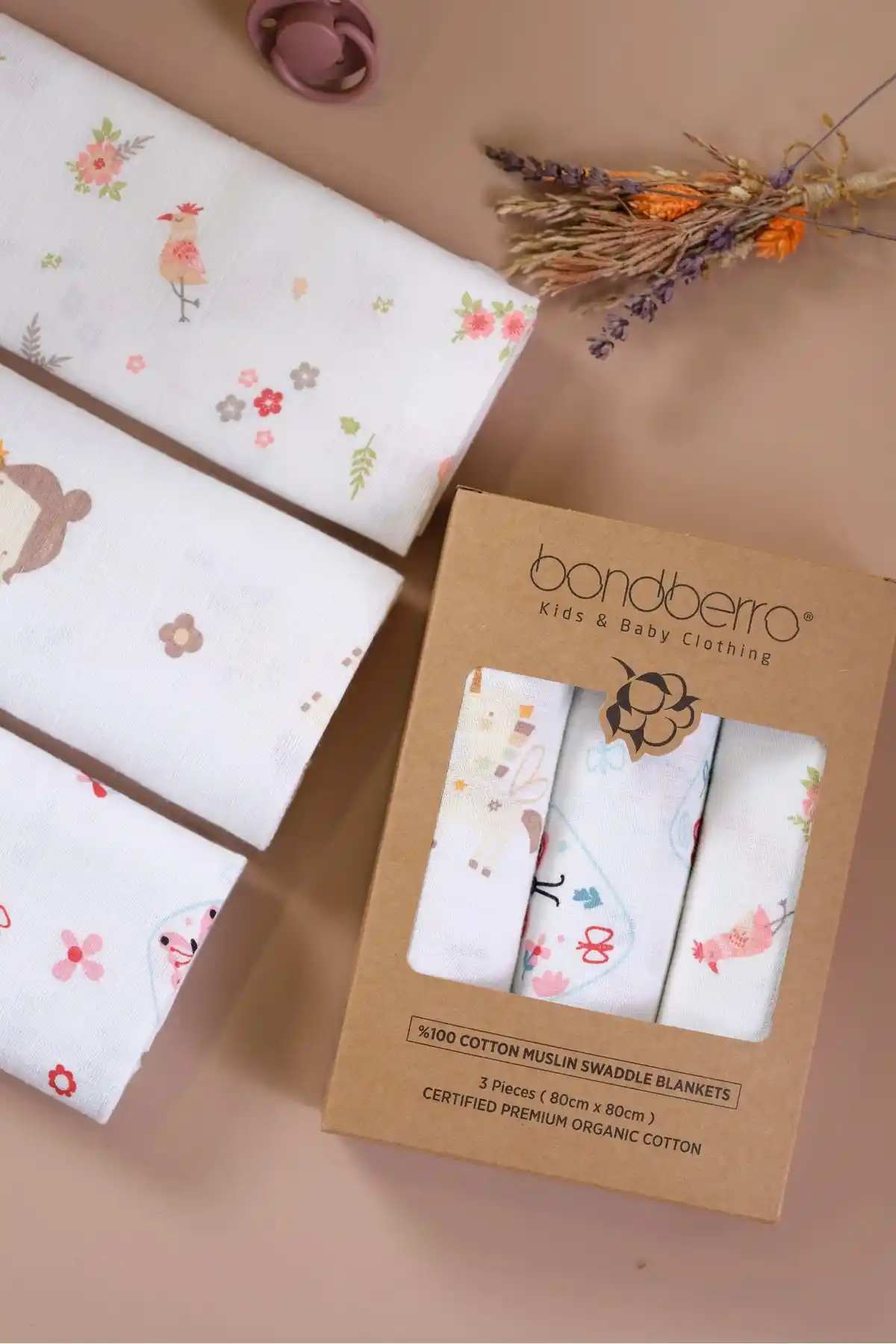 Bondberro Çok Amaçlı Müslin Seti: Organik Pamuklu Çok Fonksiyonlu Bebek ve Yetişkin Kullanımı