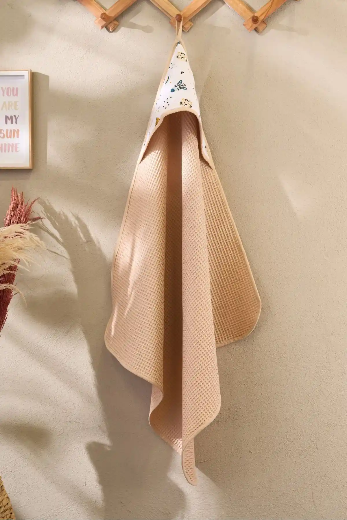 Bondberro Waffle Multi Müslin Bebek Bornozu ve Havlu Seti Doğal ve Şık Tasarım