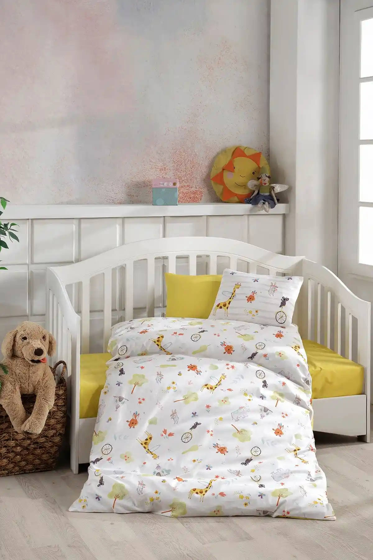 Bonjardin Home Dijital Baskılı 3D Pamuklu Bebek Nevresim Takımı Sarı Renkli