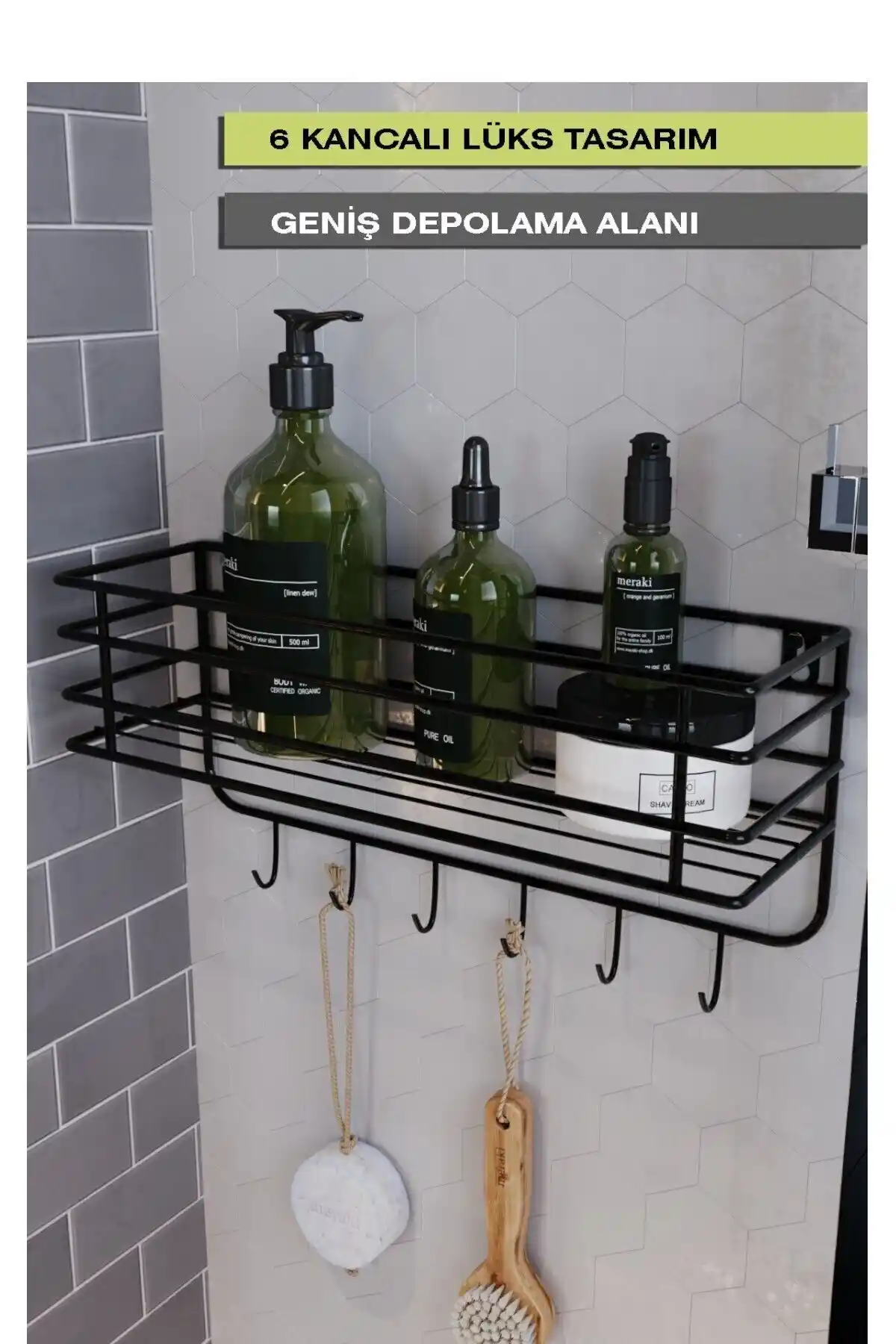 Boz Concept Home Paslanmaz Çelik 6 Kancalı Banyo Düzenleyici Modern ve Dayanıklı Tasarım