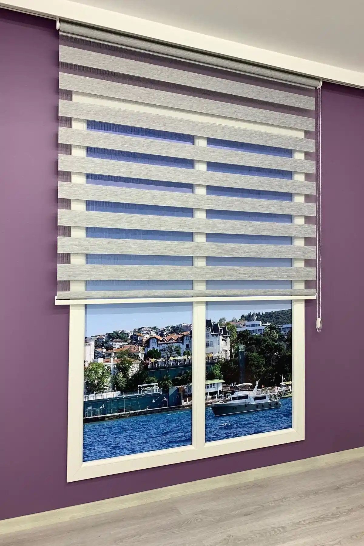 Brillant Gri Kırçıllı Bambu Zebra Perde: Modern ve Fonksiyonel İç Mekan Dekorasyonu İçin