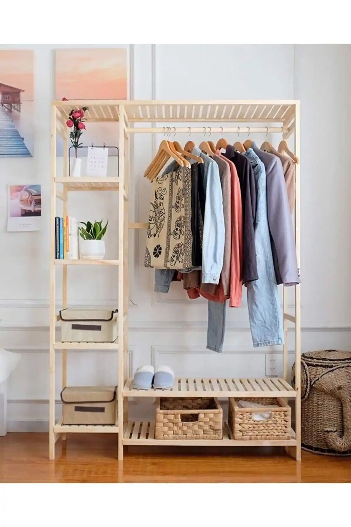 BRK Design Ahşap Ayaklı Askı Modern ve Dayanıklı Depolama Çözümü