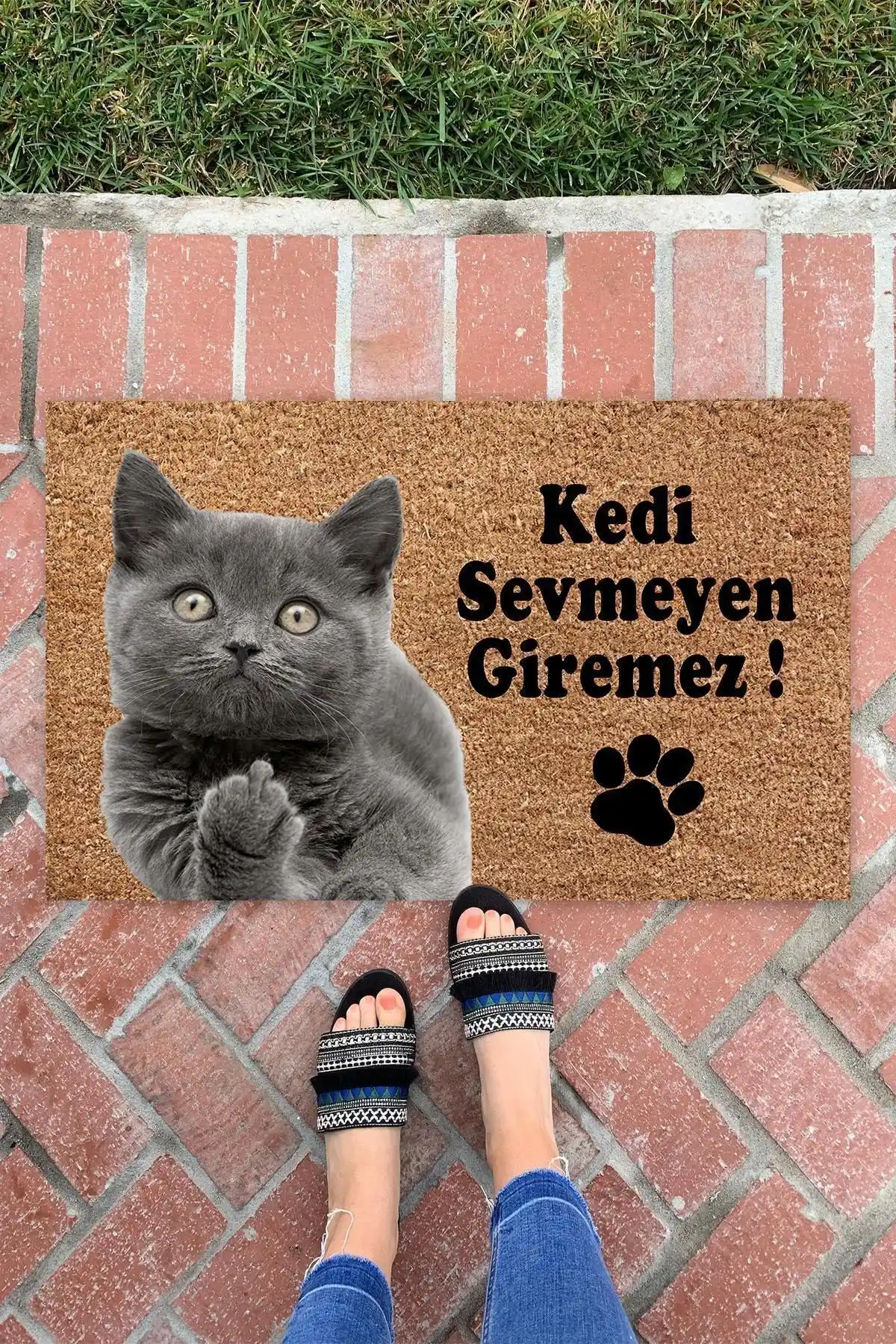 Buket Home Kedi Sevmeyen Giremez Kapı Önü Paspası: Estetik ve Dayanıklı Tasarım