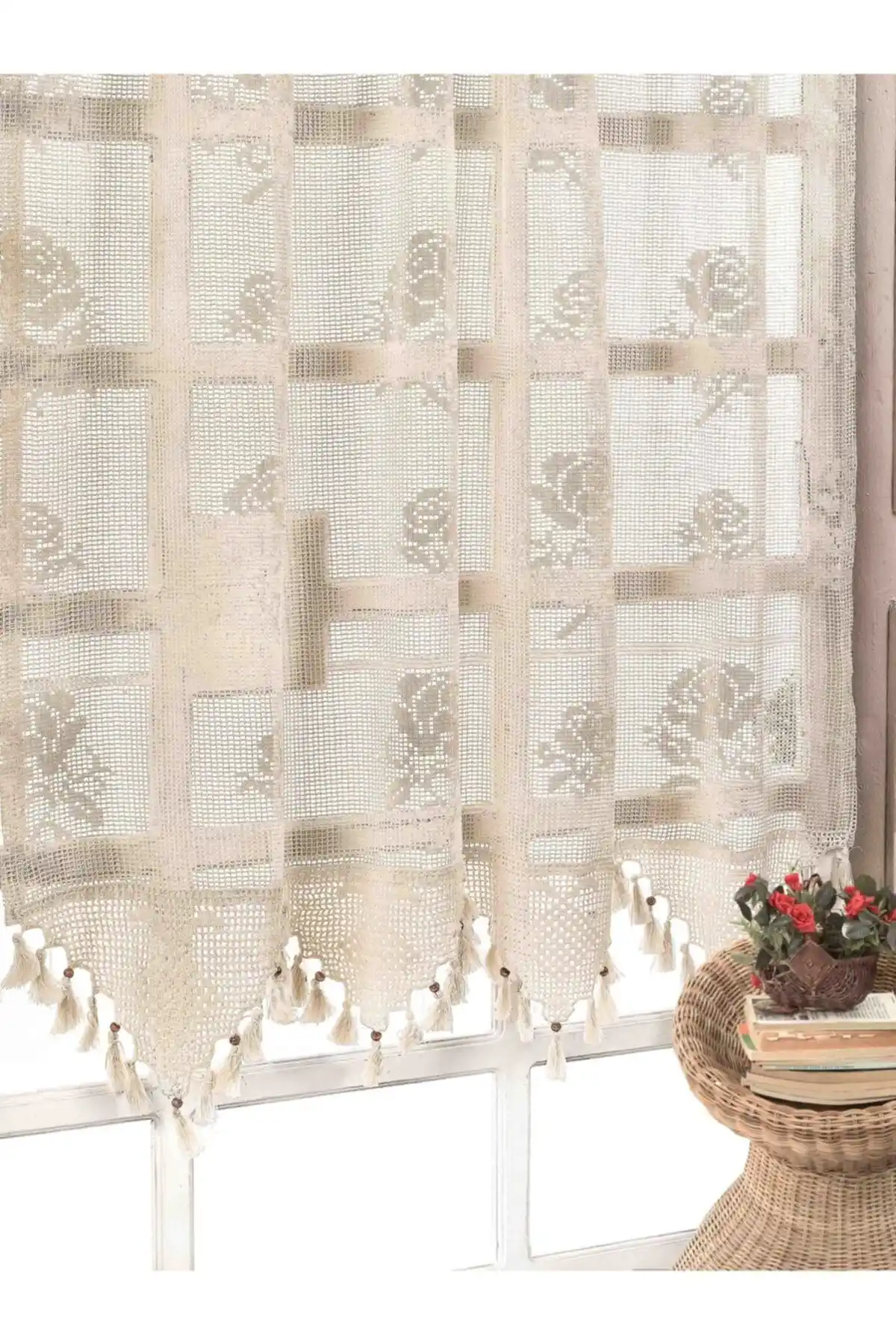 Buldan CSN Tekstil Pamuklu Gül Desen Tül Perde - Estetik ve Pratik Kullanım İçin